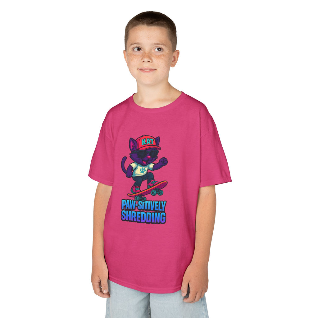 DJ KAT PAWS - Fun Skater Cat Design, Youth Summer T-Shirt, Cool Kids Apparel, Birthday Gift, Trendy Casual Wear