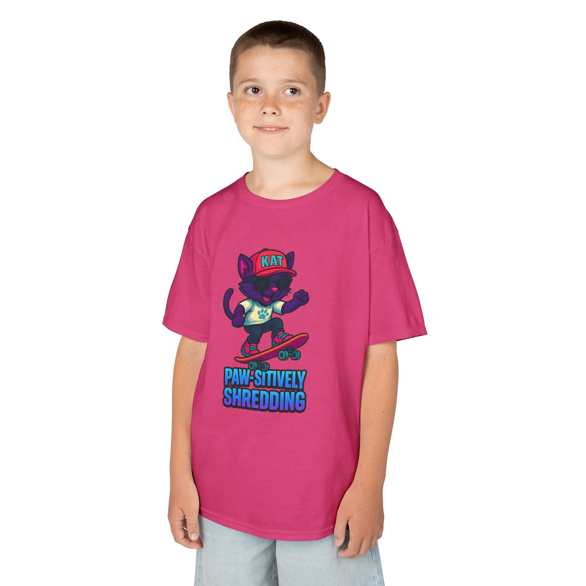 DJ KAT PAWS - Fun Skater Cat Design, Youth Summer T-Shirt, Cool Kids Apparel, Birthday Gift, Trendy Casual Wear