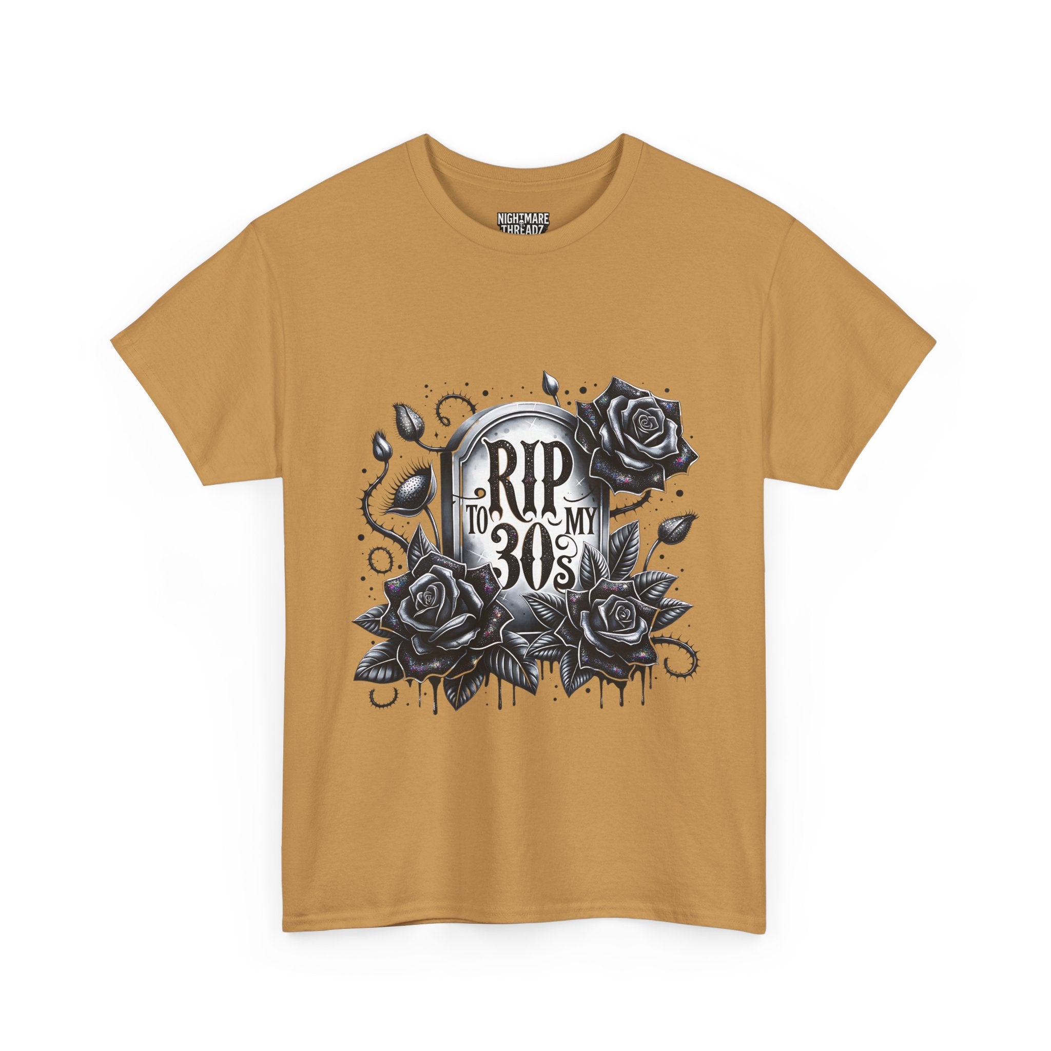 RIP to My 30s, Heavy, Unisex Graphic Shirt, Birthday Gift, Casual Wear, Vintage Style, Floral Design T-shirt