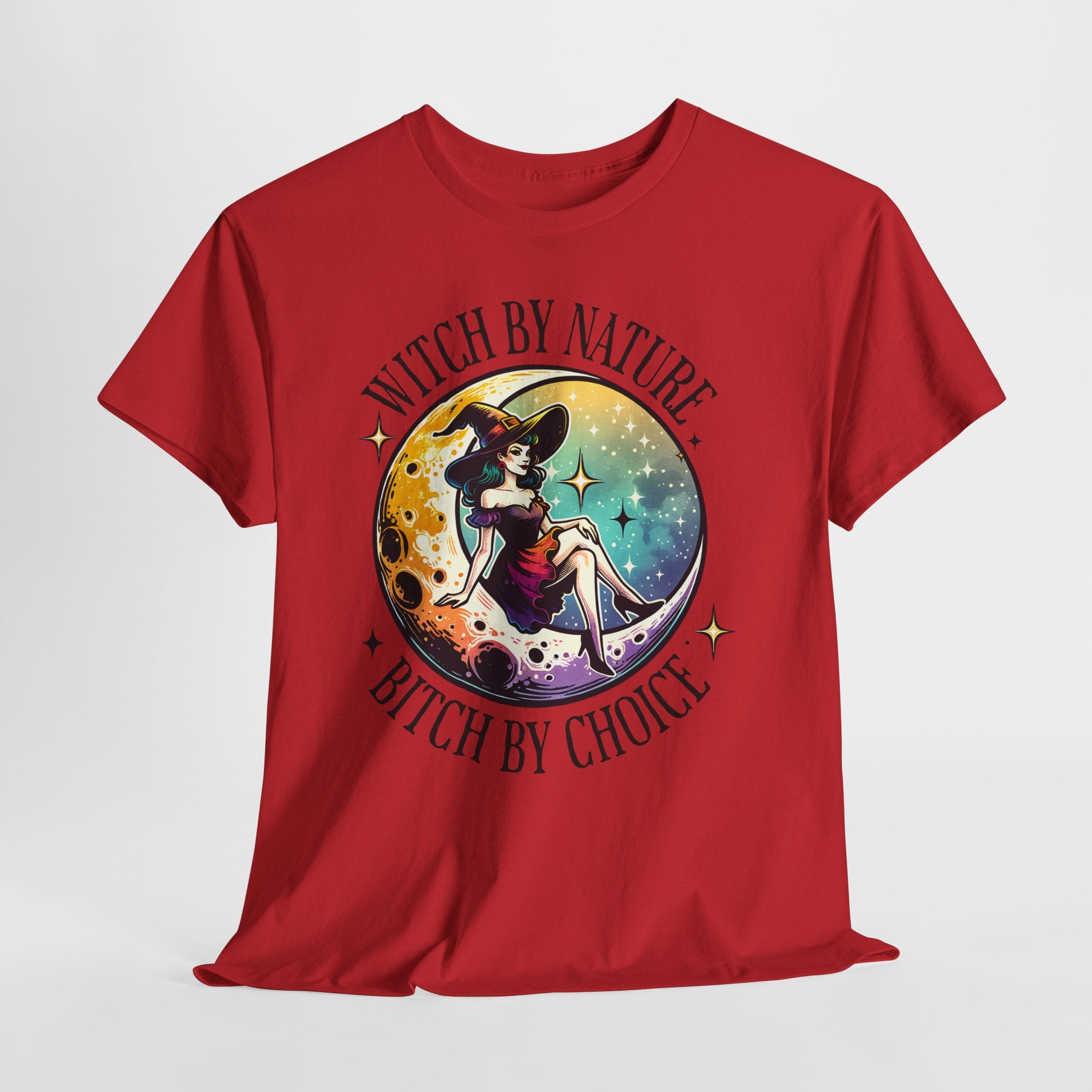 Witchy Cotton Tee - "Witch by Nature, Bitch by Choice" | Unisex Tee for Spooky Season, Boho Fashion, Festival Wear, Gift for Witches
