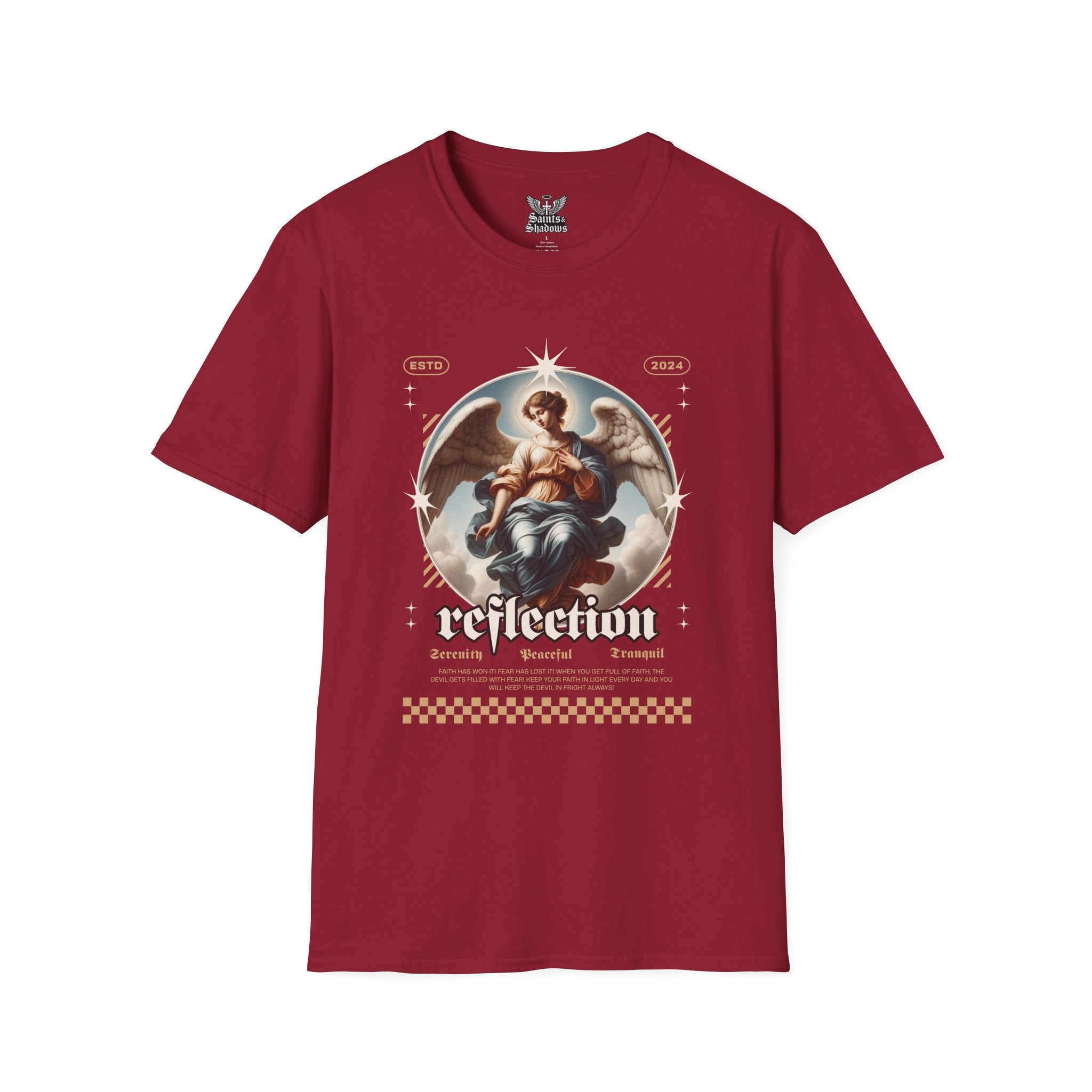 Saints and Shadows - Reflection, Angelic Artwork Unisex Softstyle T-Shirt, Casual Wear