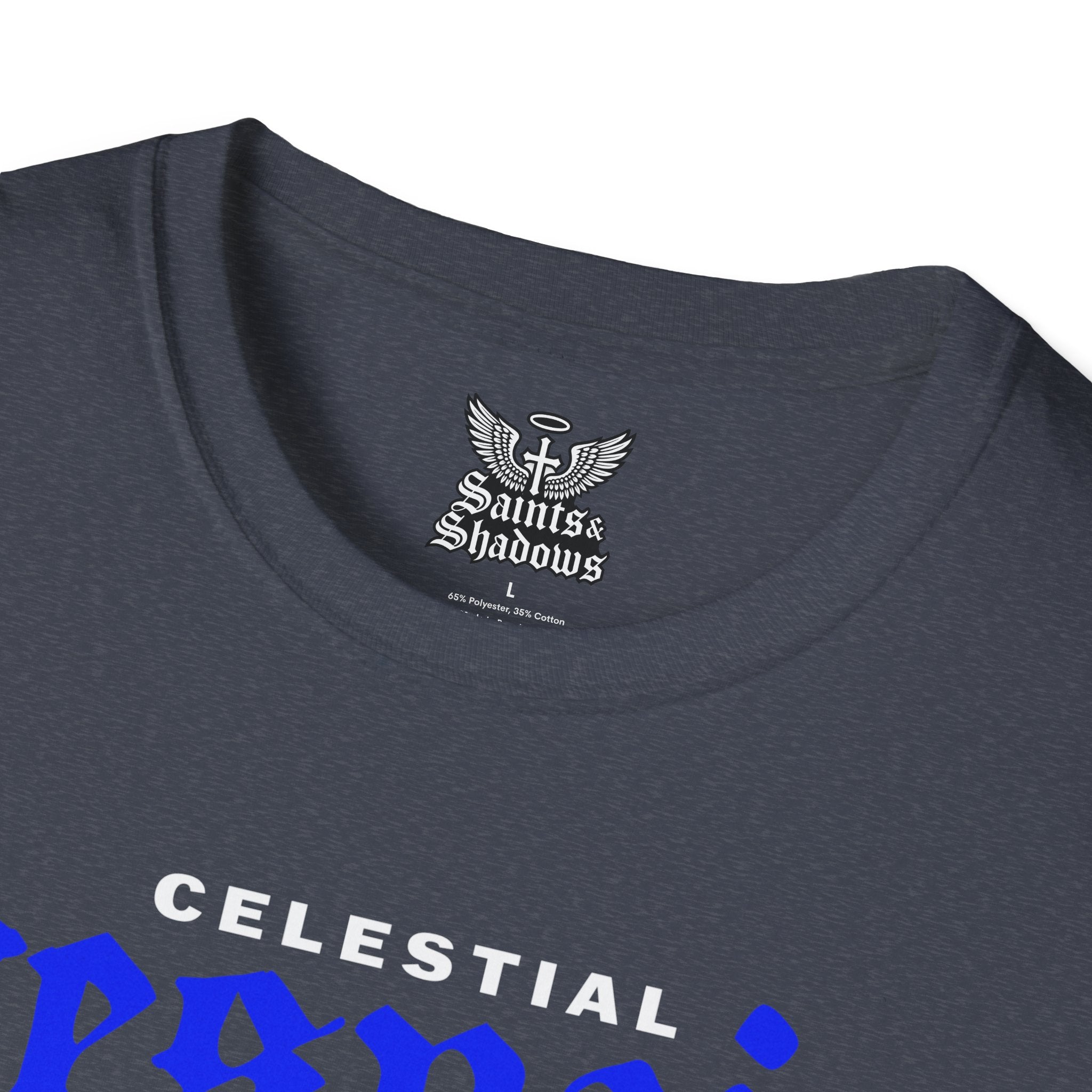 Saints and Shadows - Celestial Despair, Angelic Artwork Unisex Softstyle T-Shirt, Casual Wear