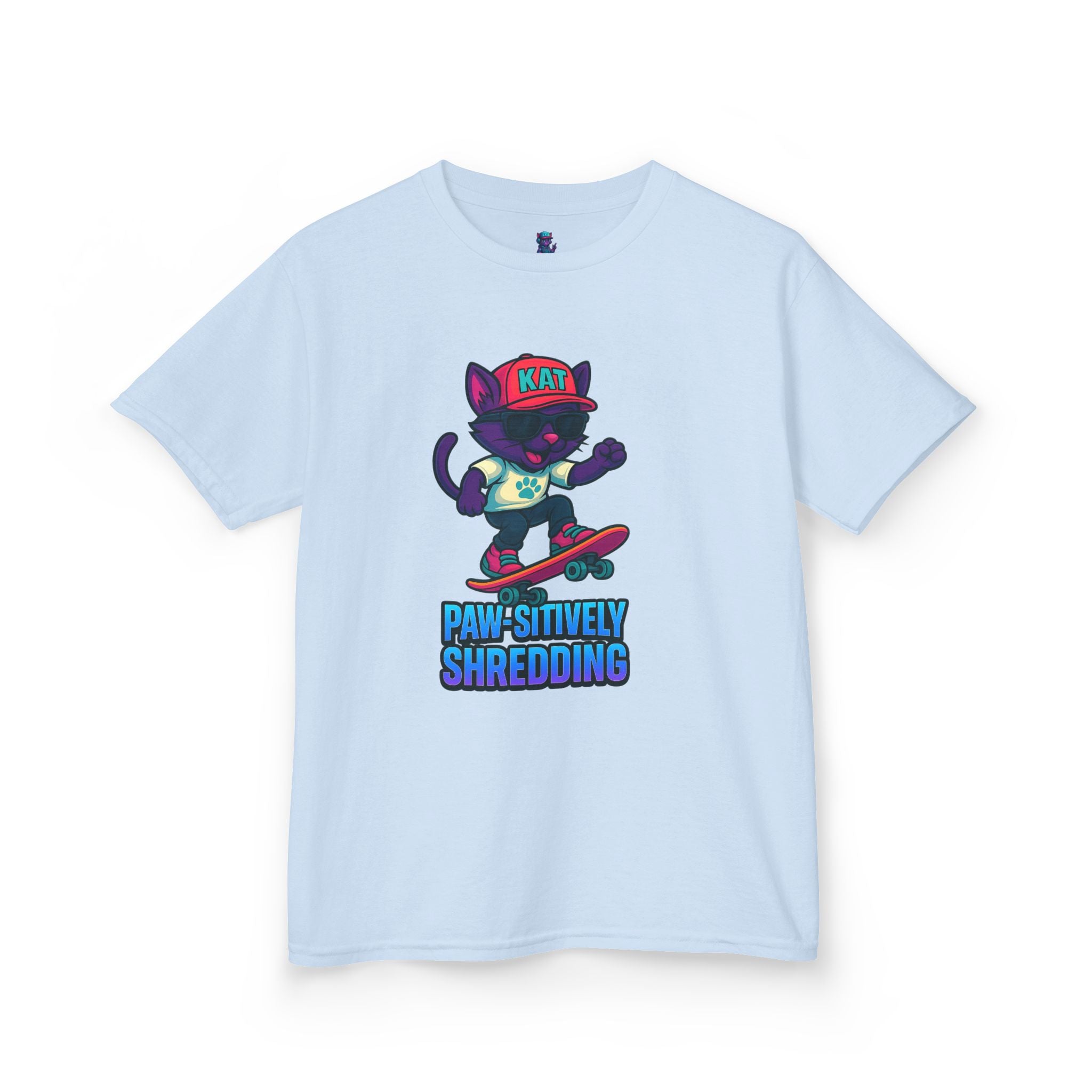 DJ KAT PAWS - Fun Skater Cat Design, Youth Summer T-Shirt, Cool Kids Apparel, Birthday Gift, Trendy Casual Wear
