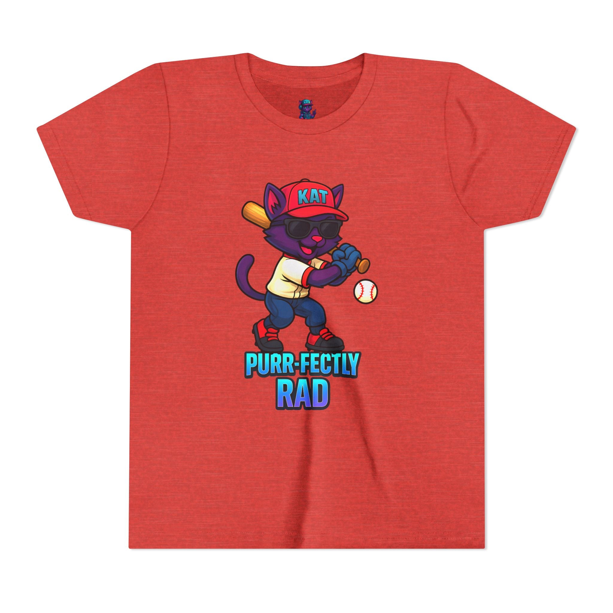 DJ KAT PAWS – Purr-fectly Rad Baseball Youth Tee | Fun Kids Graphic Shirt, Cool Cat Design, Perfect for Birthdays, Playdates & Sports Events