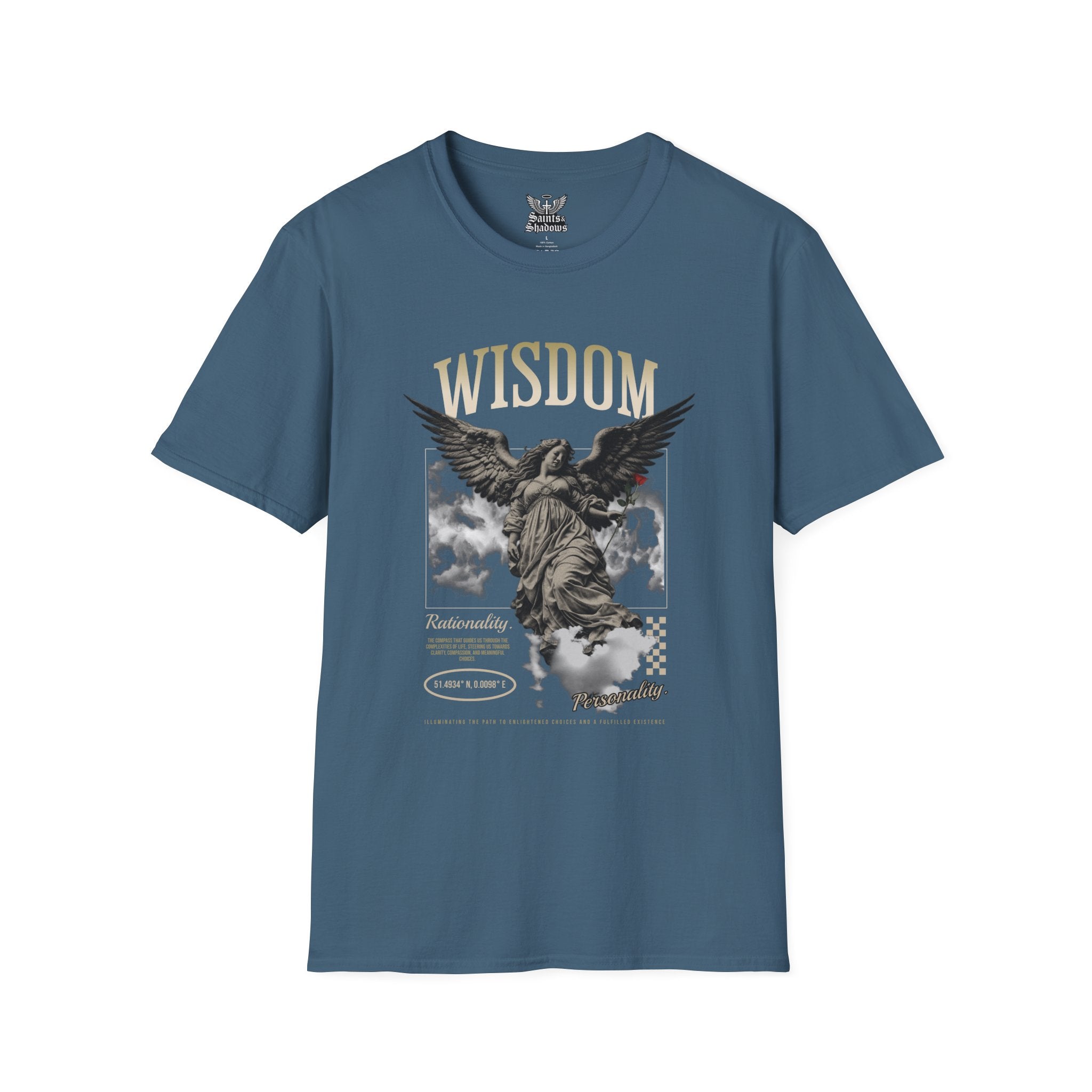 Saints and Shadows - Wisdom, Angelic Artwork Unisex Softstyle T-Shirt, Casual Wear