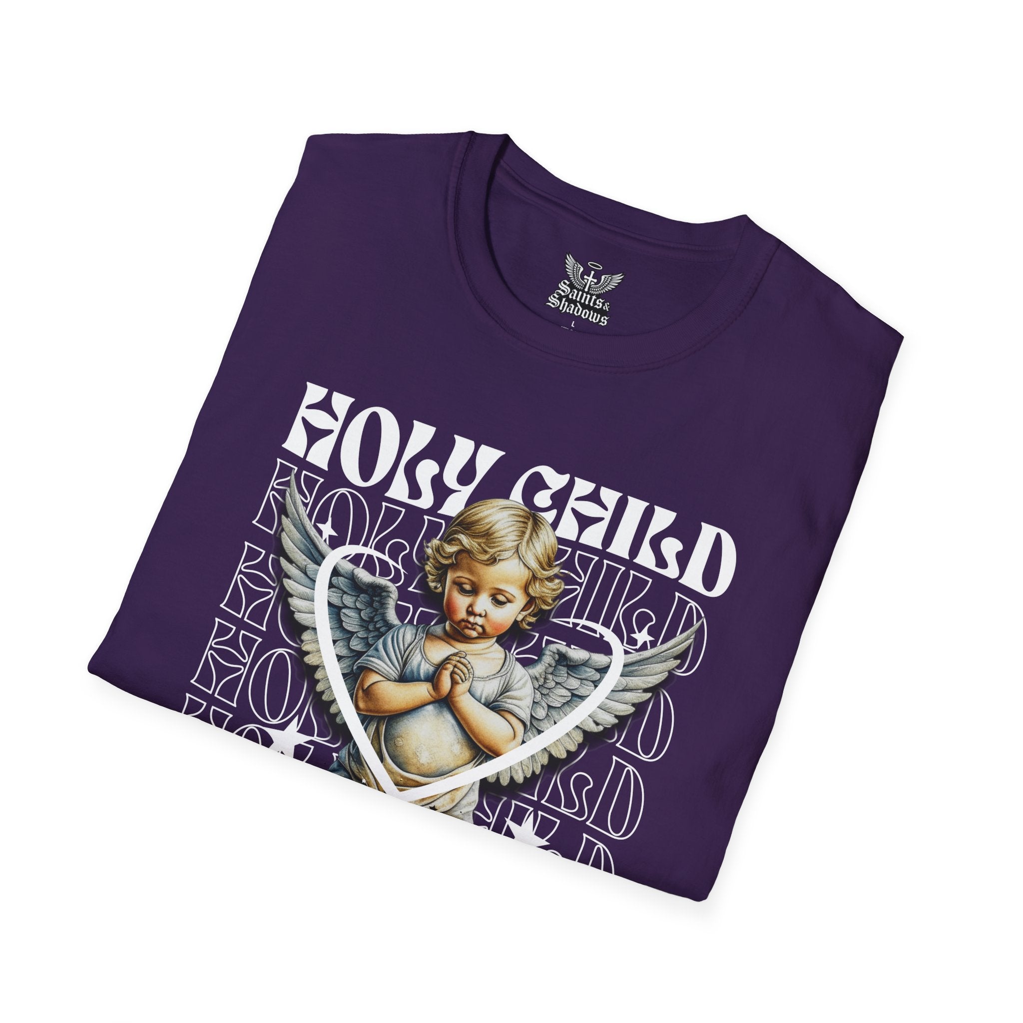 Saints and Shadows - Holy Child, Angelic Artwork Unisex Softstyle T-Shirt, Casual Wear