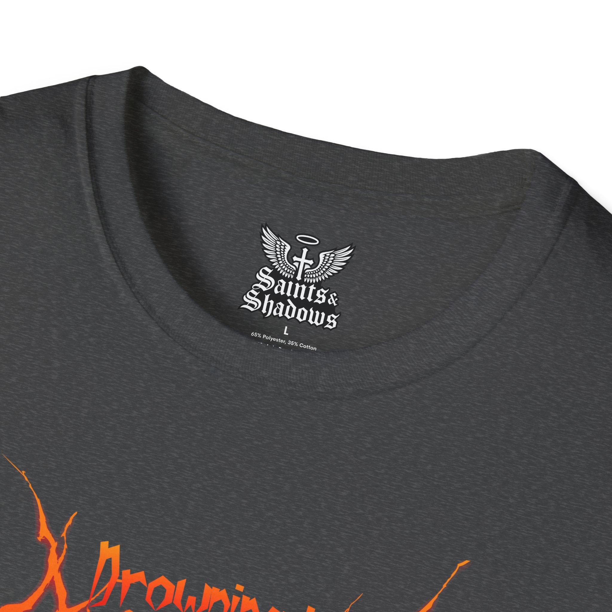 Saints and Shadows -Drowning In Anguish, Angelic Artwork Unisex Softstyle T-Shirt, Casual Wear