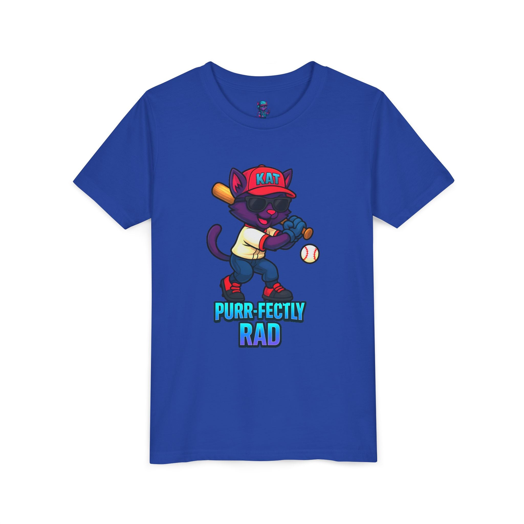 DJ KAT PAWS – Purr-fectly Rad Baseball Youth Tee | Fun Kids Graphic Shirt, Cool Cat Design, Perfect for Birthdays, Playdates & Sports Events
