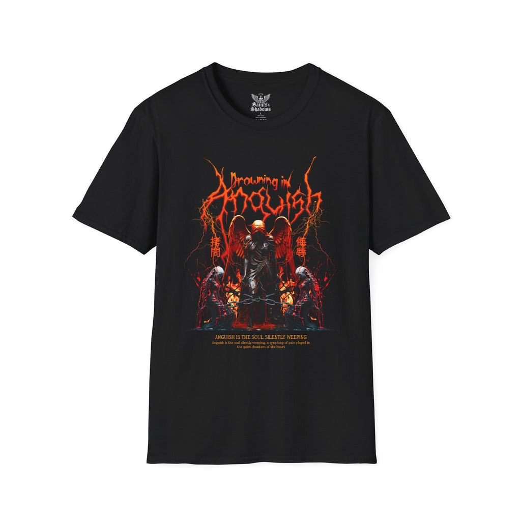 Saints and Shadows -Drowning In Anguish, Angelic Artwork Unisex Softstyle T-Shirt, Casual Wear