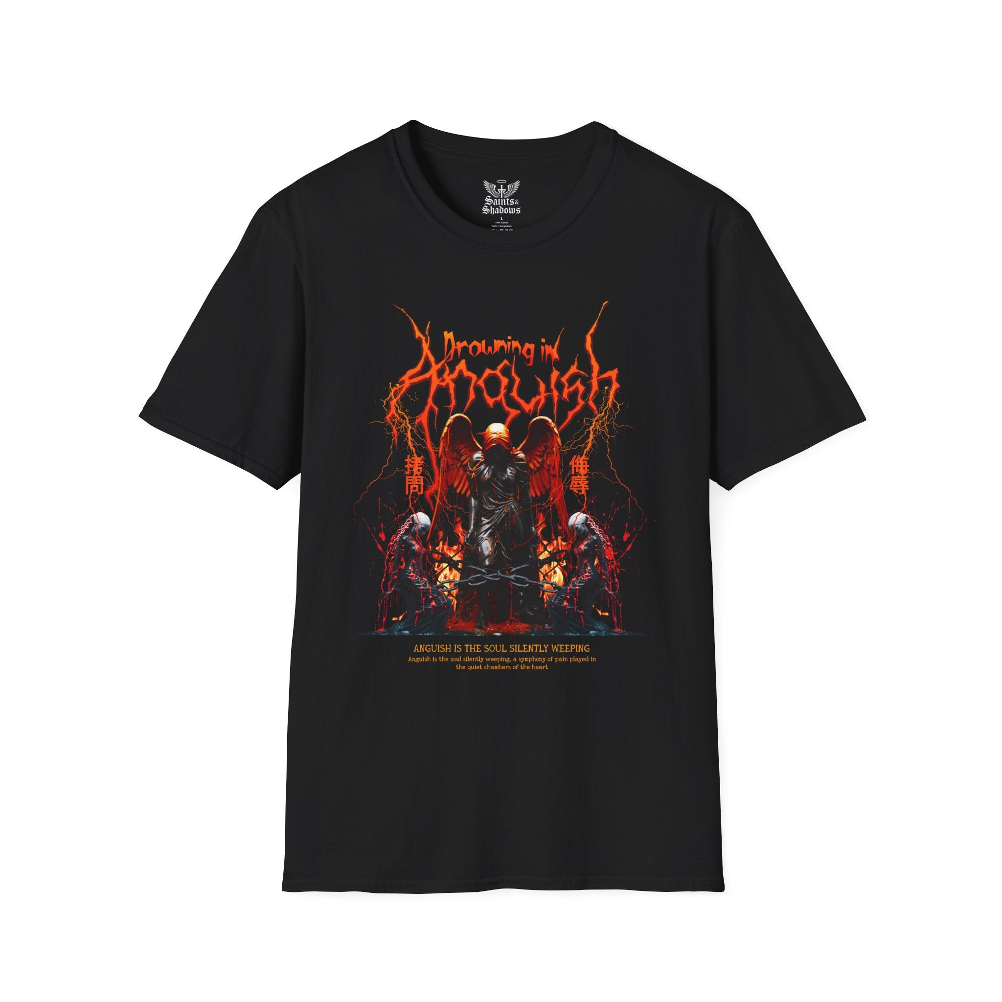 Saints and Shadows -Drowning In Anguish, Angelic Artwork Unisex Softstyle T-Shirt, Casual Wear