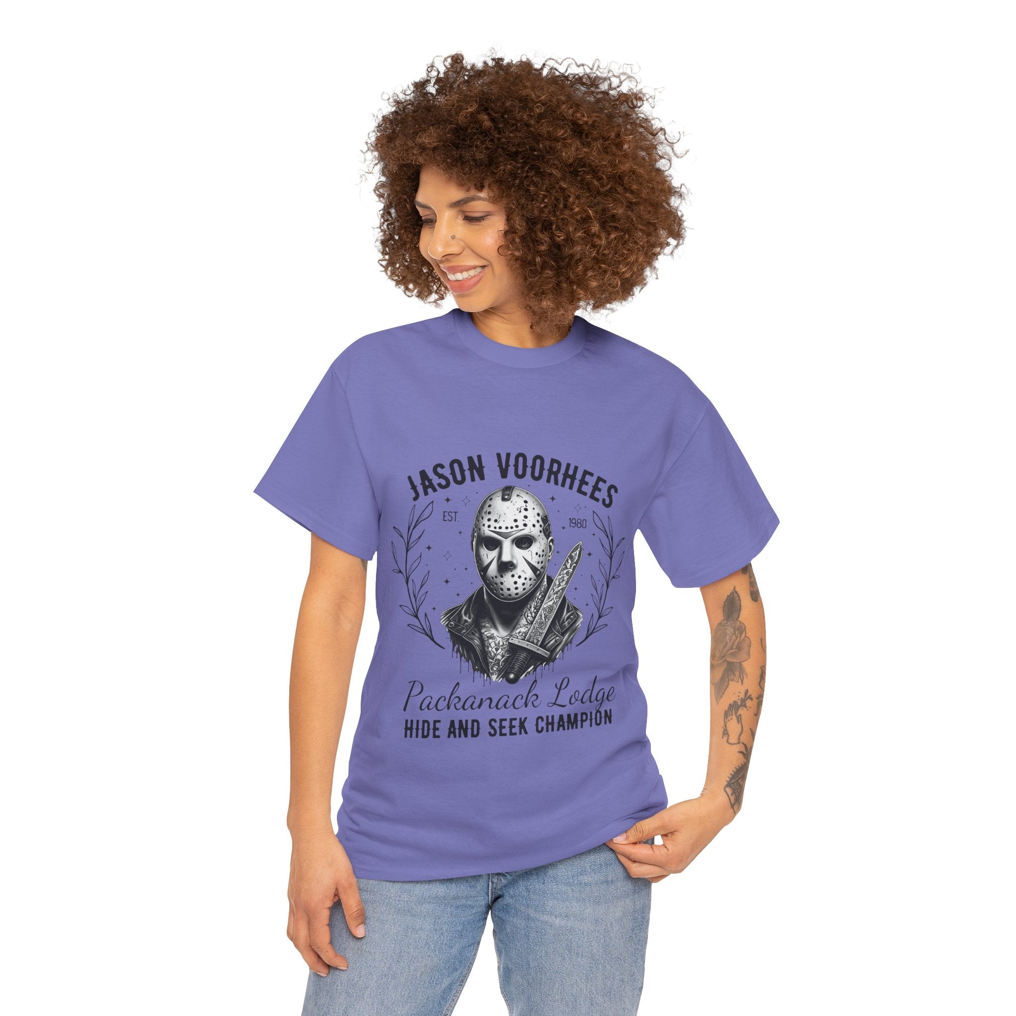 Jason Voorhees 'Hide and Seek Champion'  - Horror Graphic Tee, Unisex Cotton Shirt, Halloween Costume, Horror Movie Gift, Spooky T-Shirt, Horror Fan Apparel