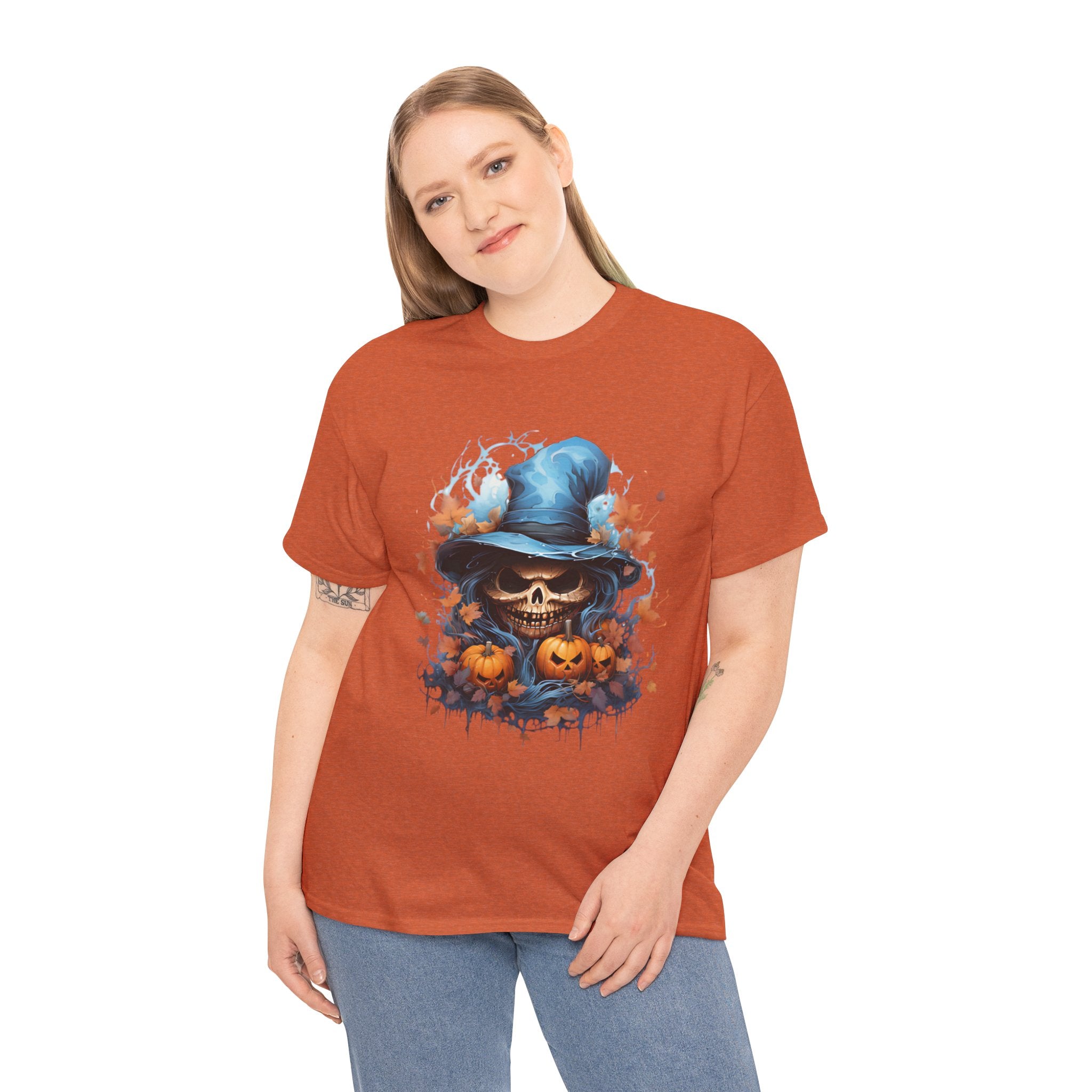 Skull Witch Unhappy Halloween Tee - Halloween Shirt, Spooky Tee, Pumpkin Shirt, Fall Apparel, Costume Top