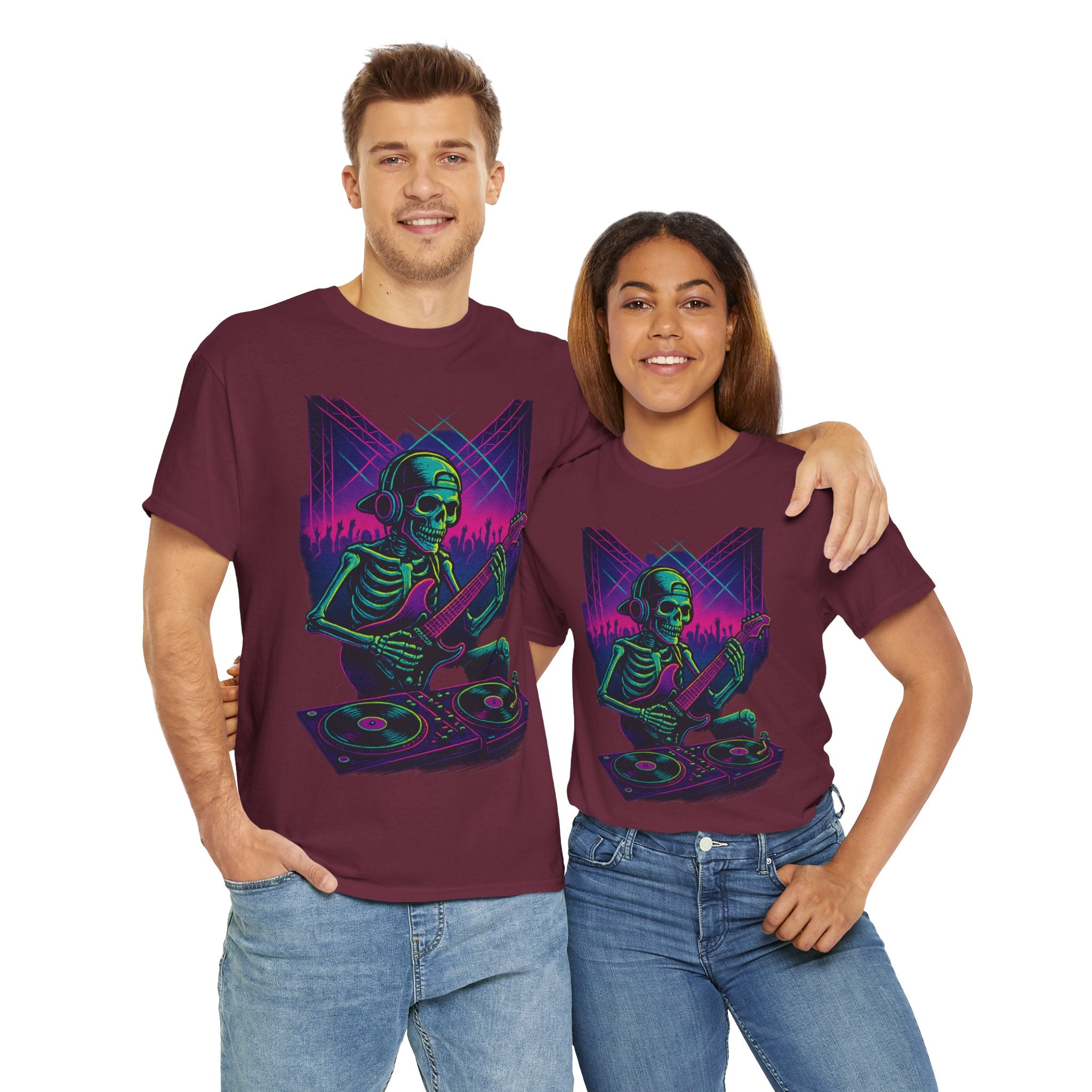 Bone Jams Rockin’ Skeleton, Tee | Loud Enough to Wake the Dead | Unisex Cotton Shirt for Music Lovers, Concerts, Halloween, Gifts