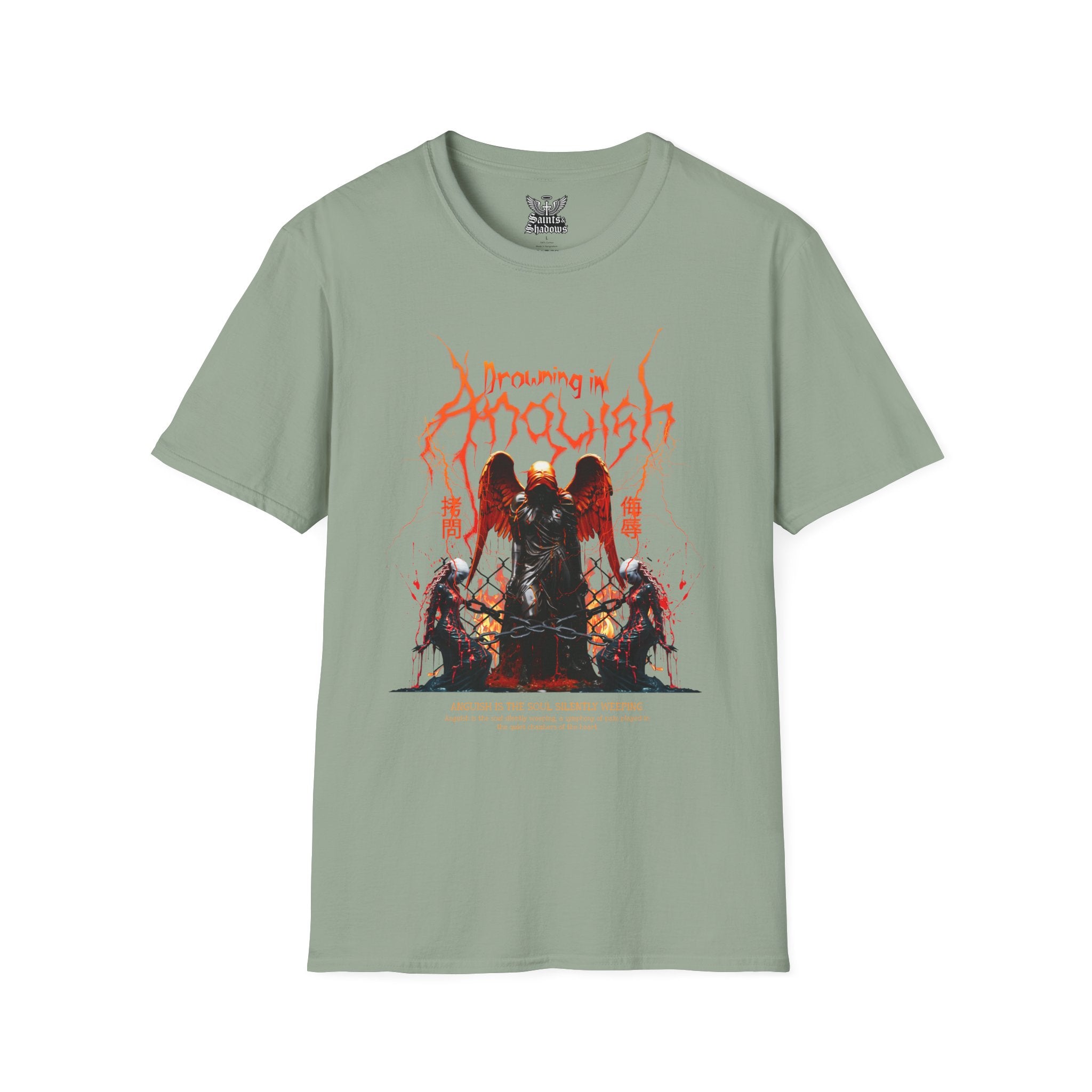 Saints and Shadows -Drowning In Anguish, Angelic Artwork Unisex Softstyle T-Shirt, Casual Wear