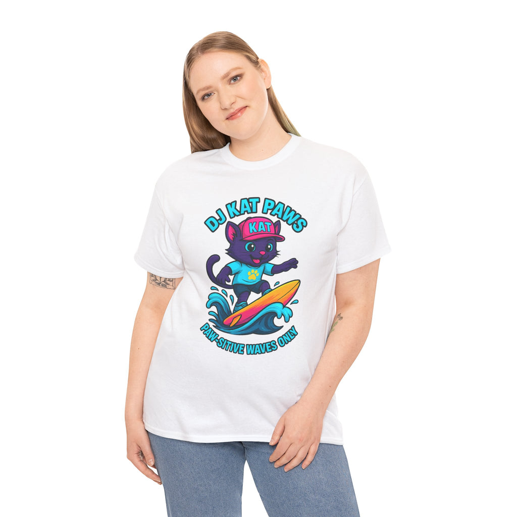DJ KAT PAWS Paw-sitive Waves Only Surfing Tee
