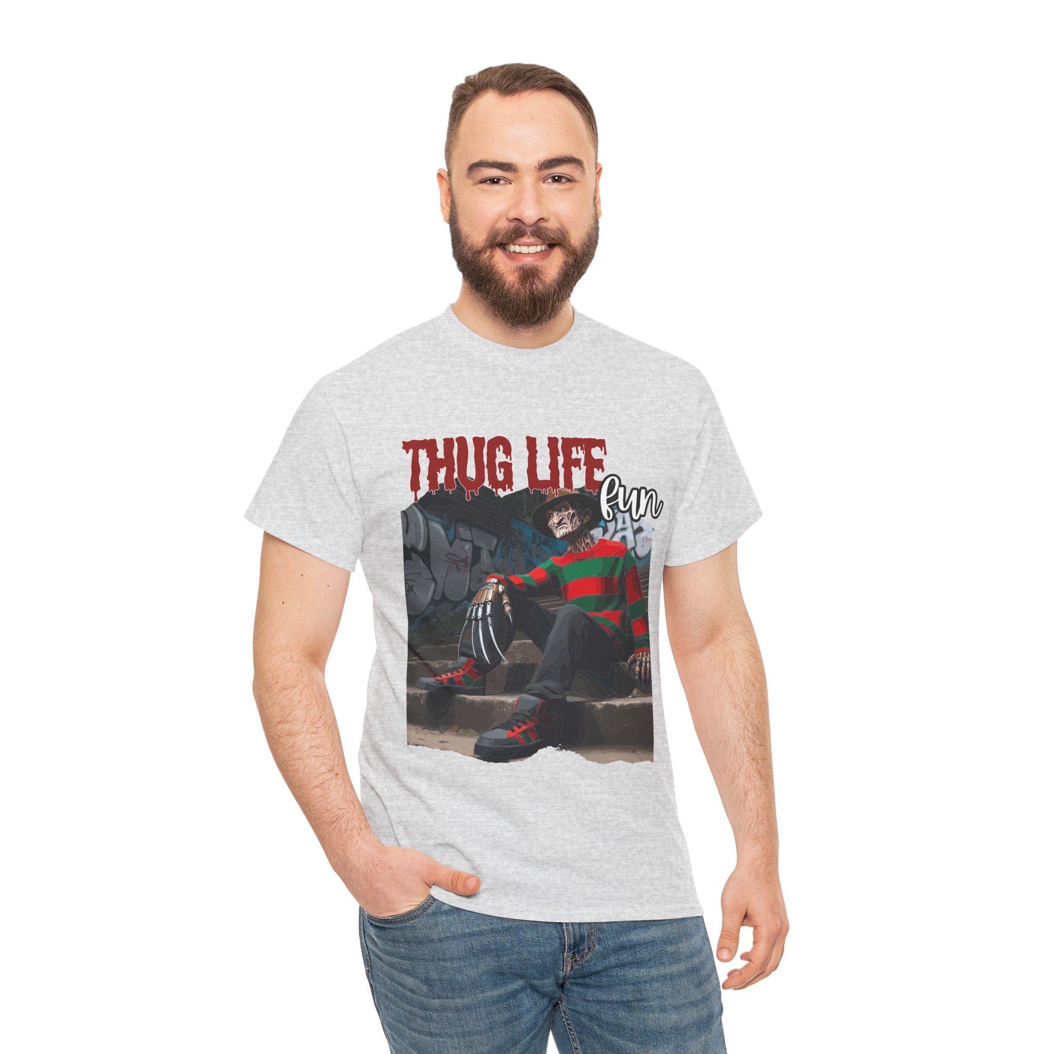 Freddie Kruger, Thug Life Tee - Horror Graphic Tee, Unisex Cotton Shirt, Halloween Costume, Horror Movie Gift