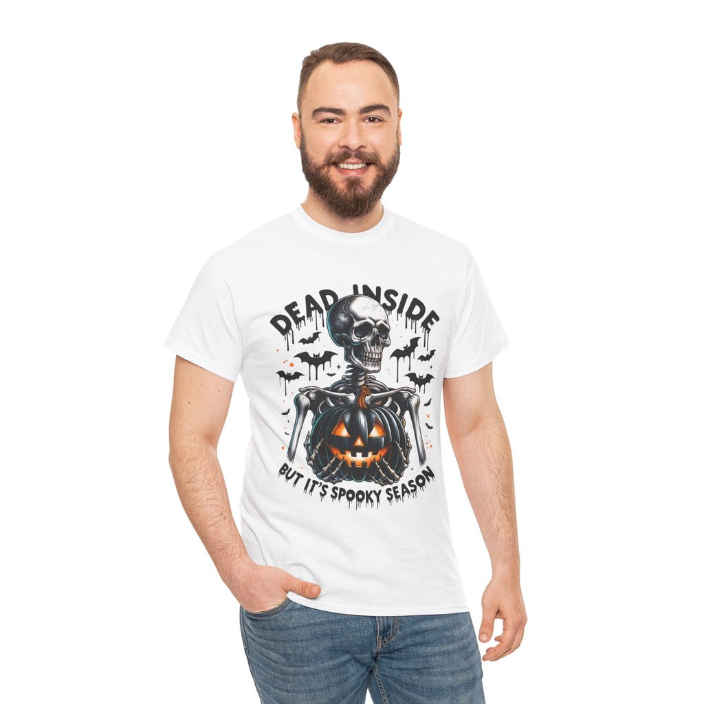 Dead Inside, Spooky Season Tee, Unisex Heavy Cotton T-Shirt, Halloween Shirt, Fun Casual Wear, Graphic Tee, Gift for Halloween Lovers