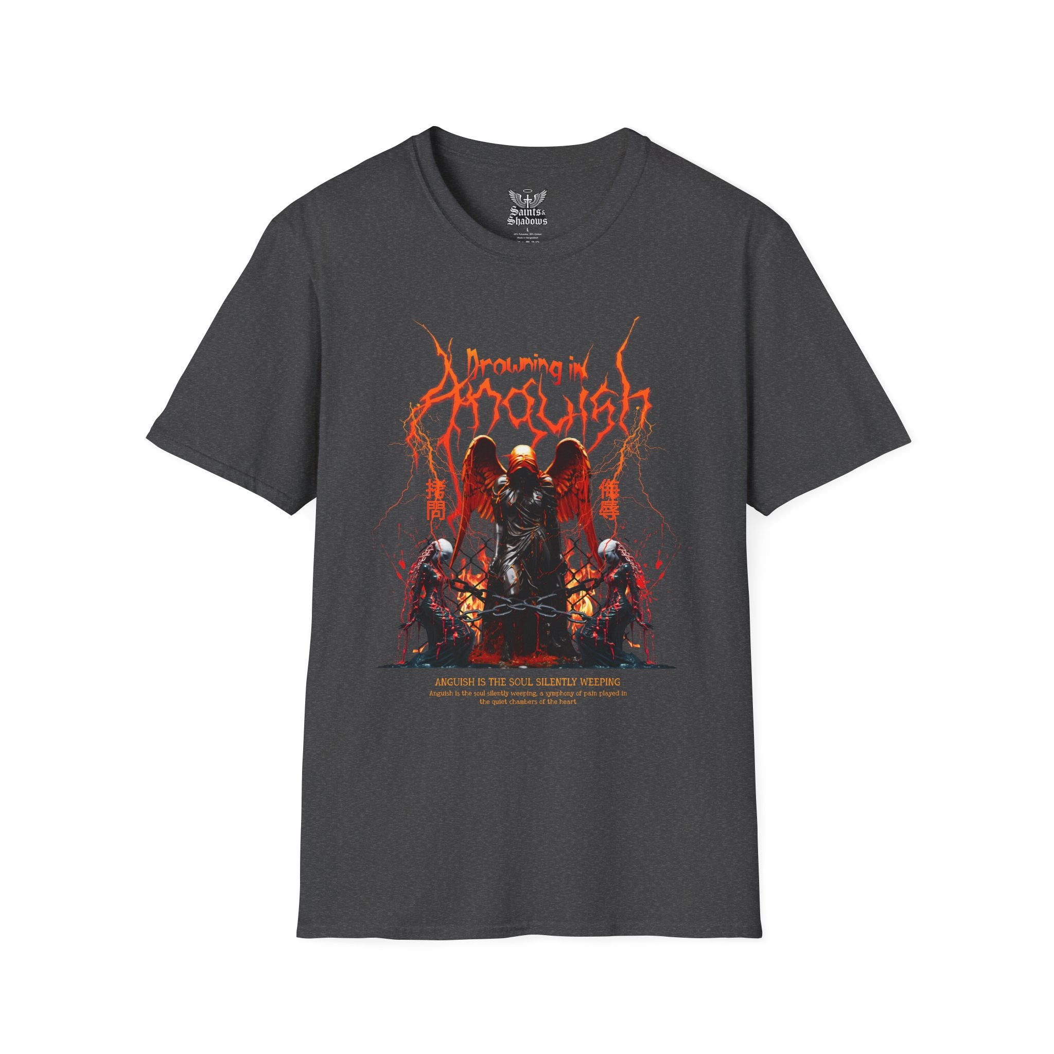 Saints and Shadows -Drowning In Anguish, Angelic Artwork Unisex Softstyle T-Shirt, Casual Wear