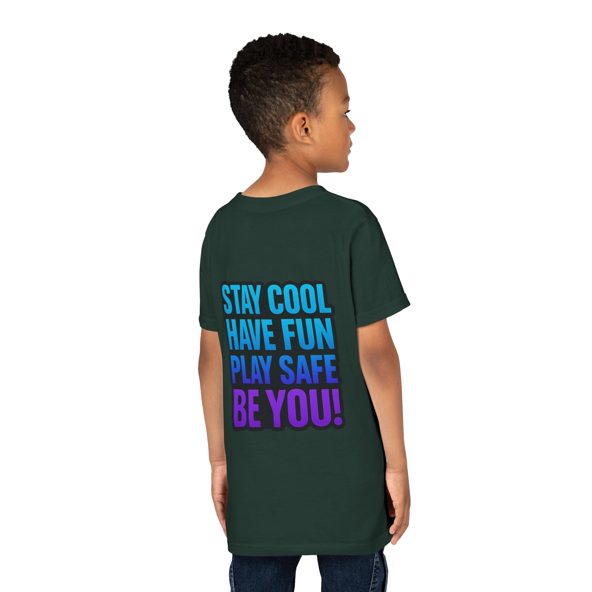 DJ KAT PAWS Paw-Sitive Waves Only, Youth Tee | Kids Surfing T-Shirt, Fun Cat Graphic Top, Summer Apparel, Gifts for Animal Lovers