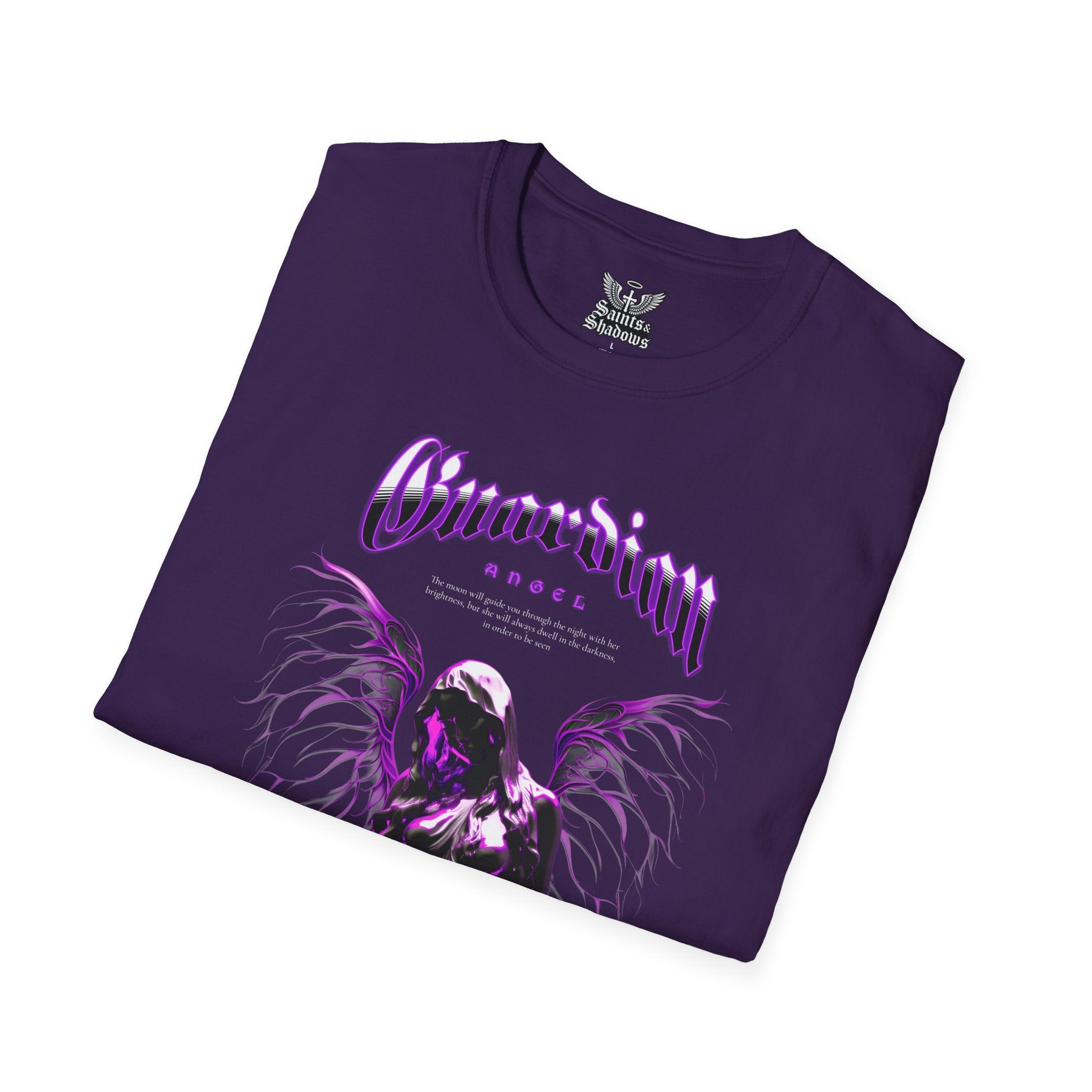 Saints and Shadows - Guardian Angel, Angelic Artwork Unisex Softstyle T-Shirt, Casual Wear