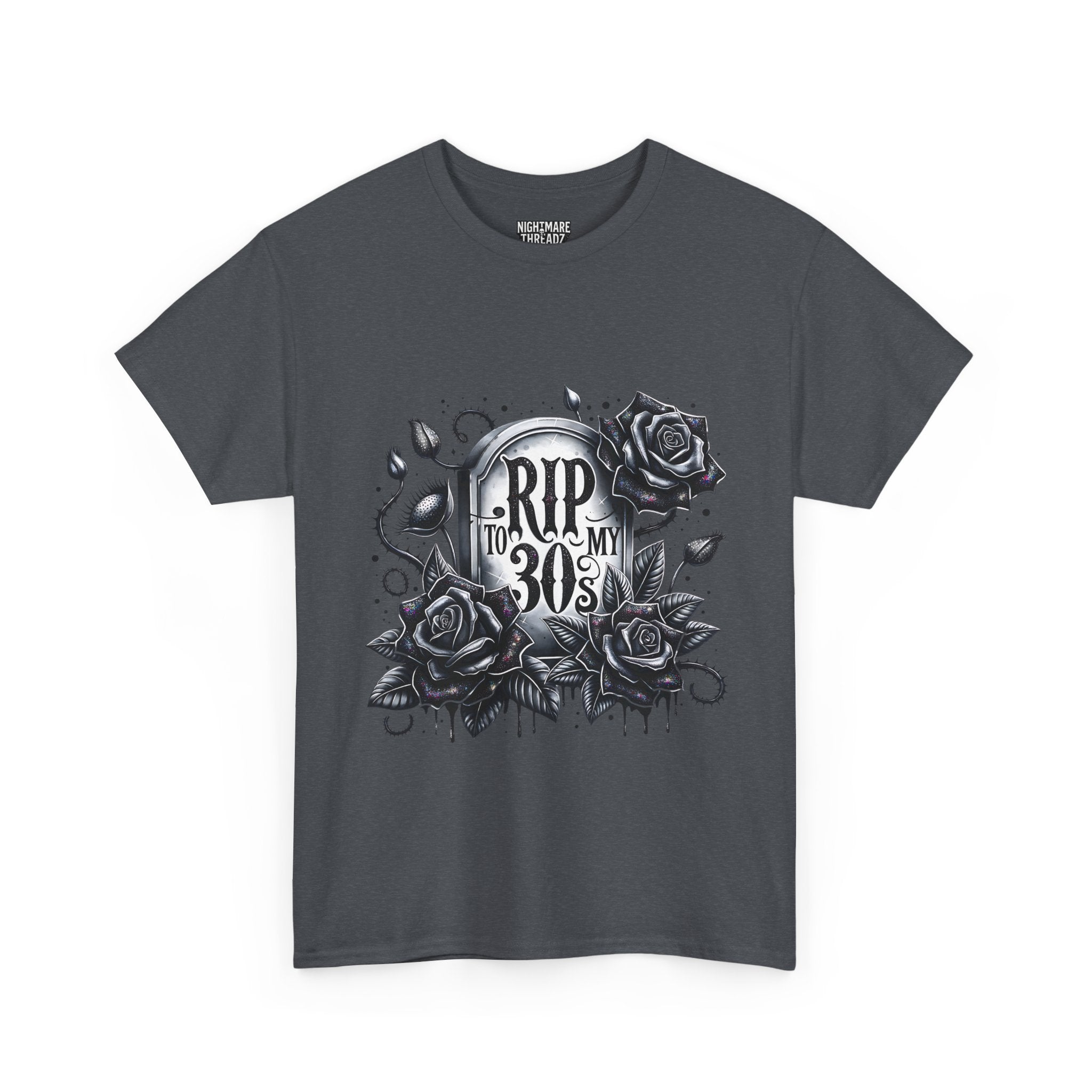 RIP to My 30s, Heavy, Unisex Graphic Shirt, Birthday Gift, Casual Wear, Vintage Style, Floral Design T-shirt