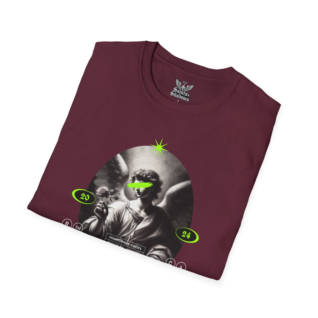 Saints and Shadows - Panoramic Portrayal, Angelic Artwork Unisex Softstyle T-Shirt, Casual Wear