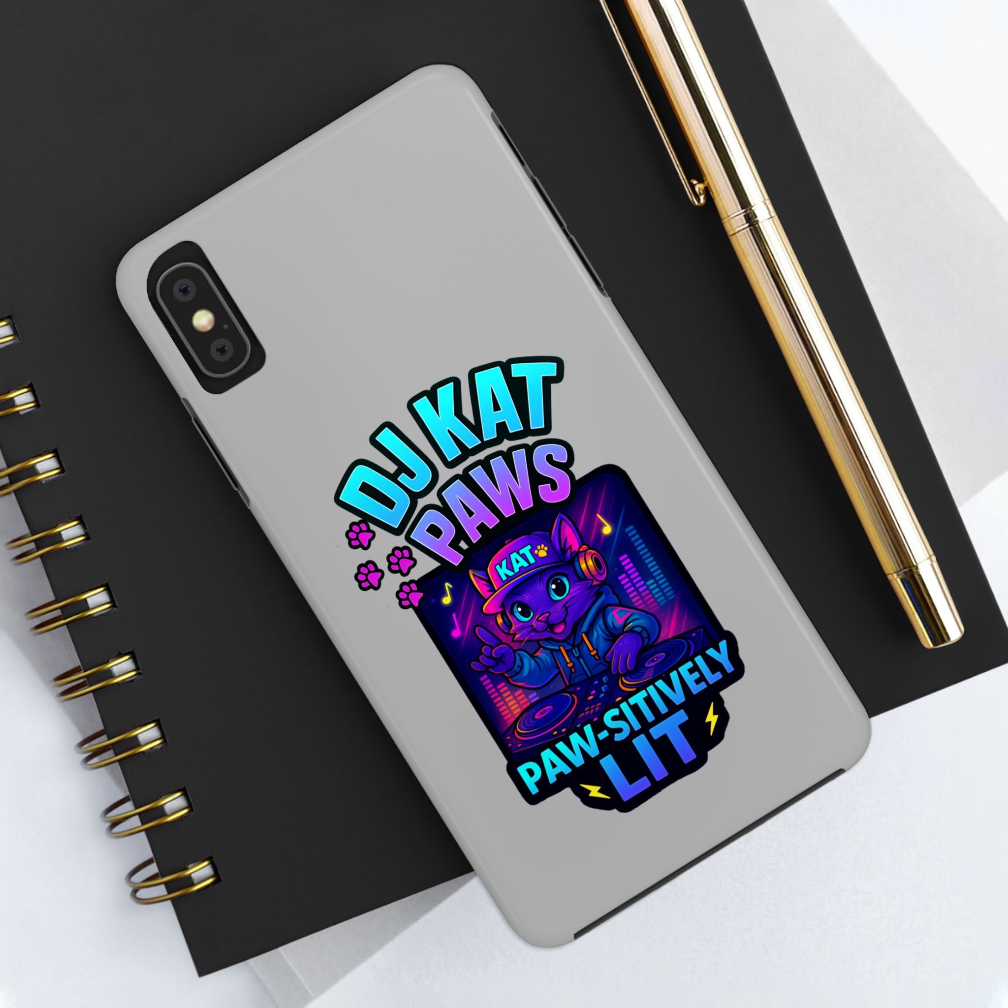 DJ KAT PAWS - Paw-sitively LIT | Tough Phone Cases - Unique Gift for Cat Lovers, Funny Phone Accessory, Music Lover's Case, Pet Owner Present