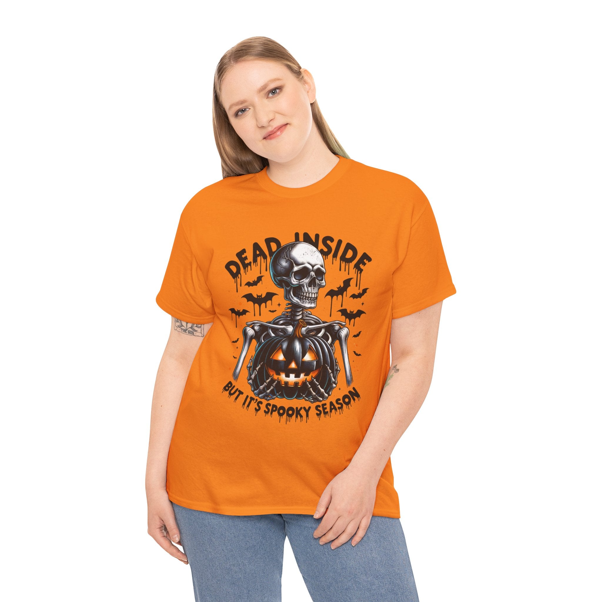 Dead Inside, Spooky Season Tee, Unisex Heavy Cotton T-Shirt, Halloween Shirt, Fun Casual Wear, Graphic Tee, Gift for Halloween Lovers