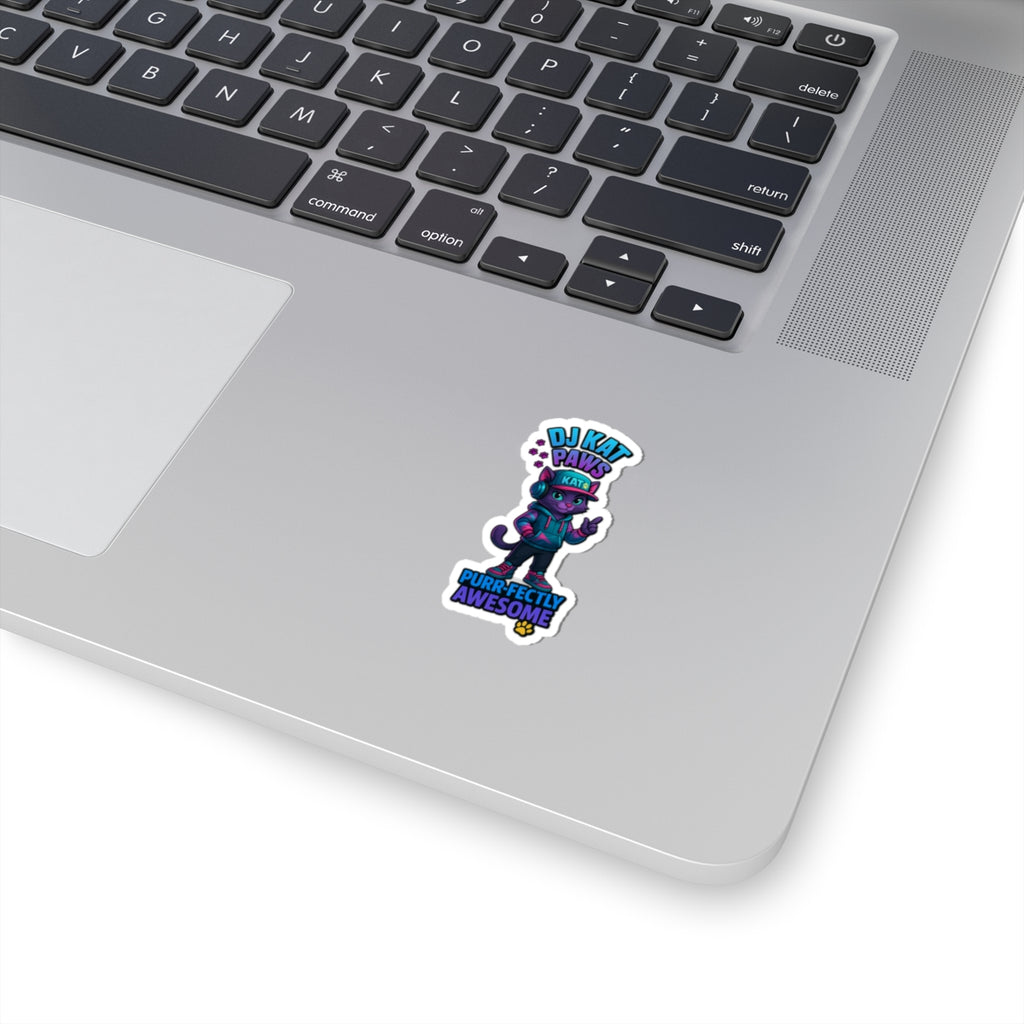 DJ KAT PAWS - Purr-fectly Awesome | Laptop Stickers, Pet Lover Gift, Indie Art, Fun & Quirky Stickers