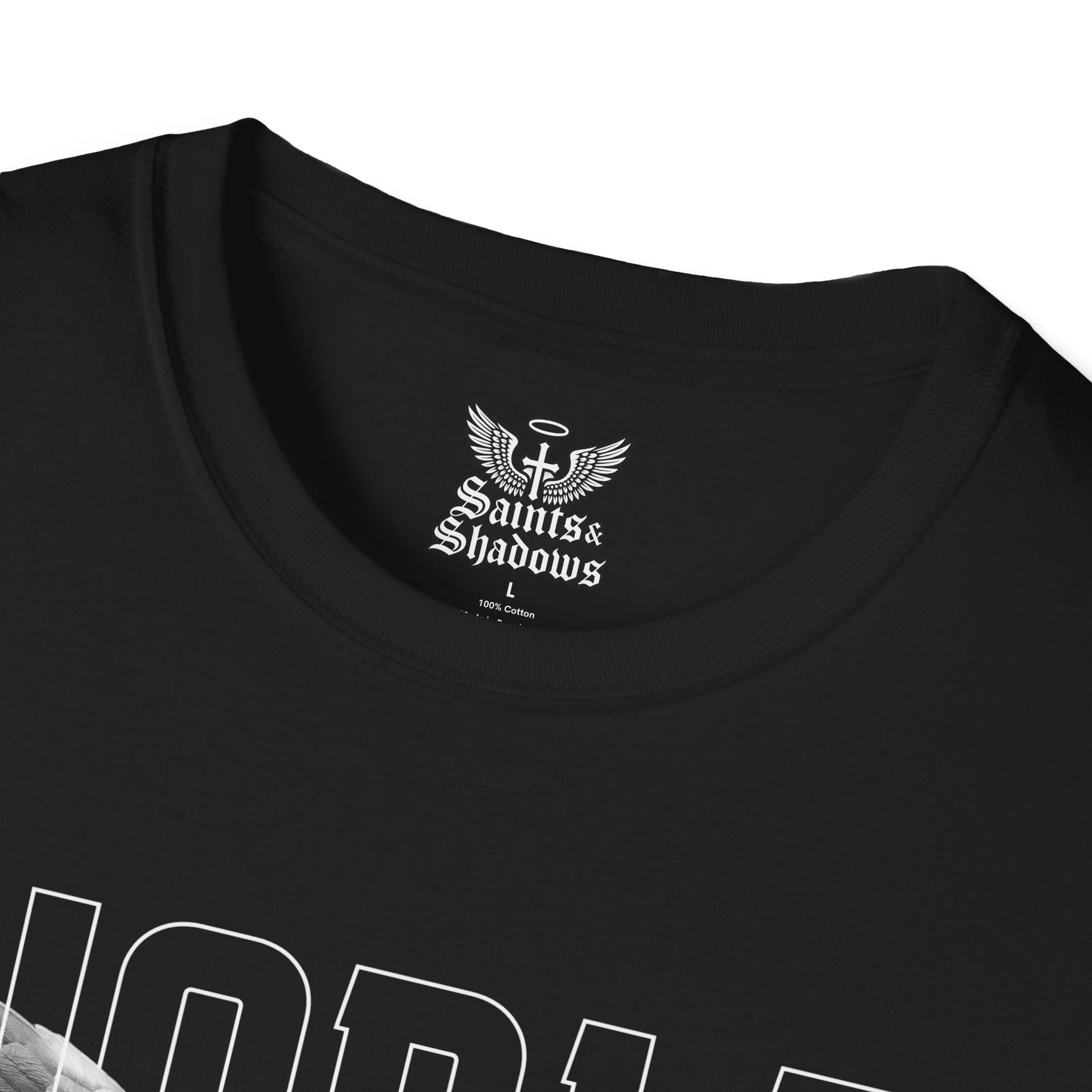Saints and Shadows - Noble, Angelic Artwork Unisex Softstyle T-Shirt, Casual Wear