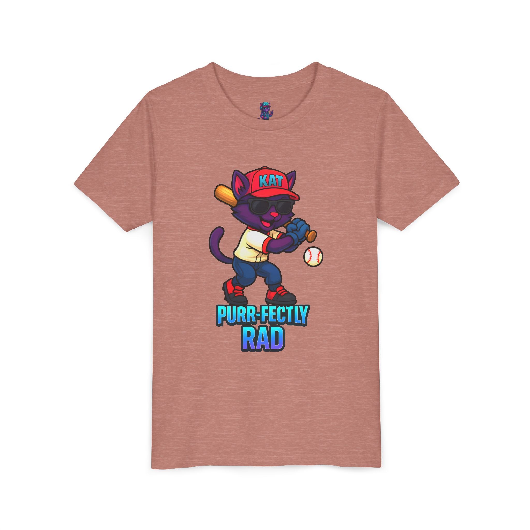 DJ KAT PAWS – Purr-fectly Rad Baseball Youth Tee | Fun Kids Graphic Shirt, Cool Cat Design, Perfect for Birthdays, Playdates & Sports Events