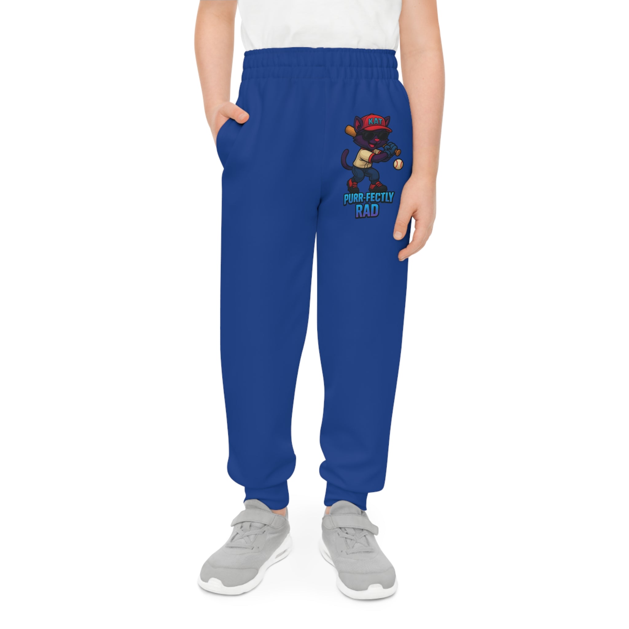 DJ KAT PAWS Purr-fectly Rad Baseball Youth Joggers | Fun, Sporty Kids Activewear, Motivational Sports Pants, Gift for Young Athletes