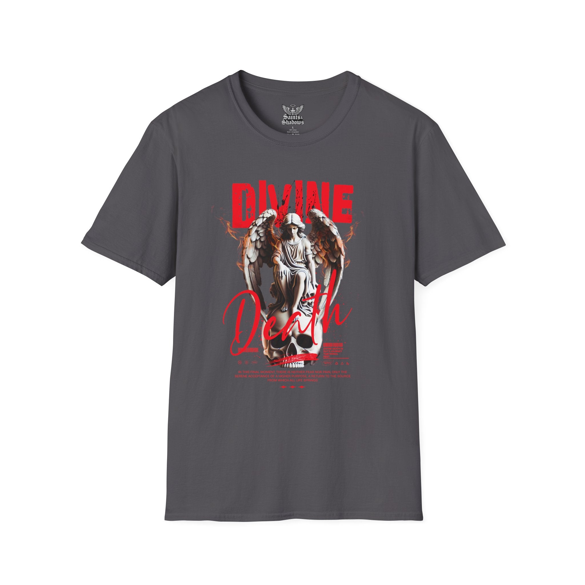 Saints and Shadows - Divine Death, Angelic Artwork Unisex Softstyle T-Shirt, Casual Wear