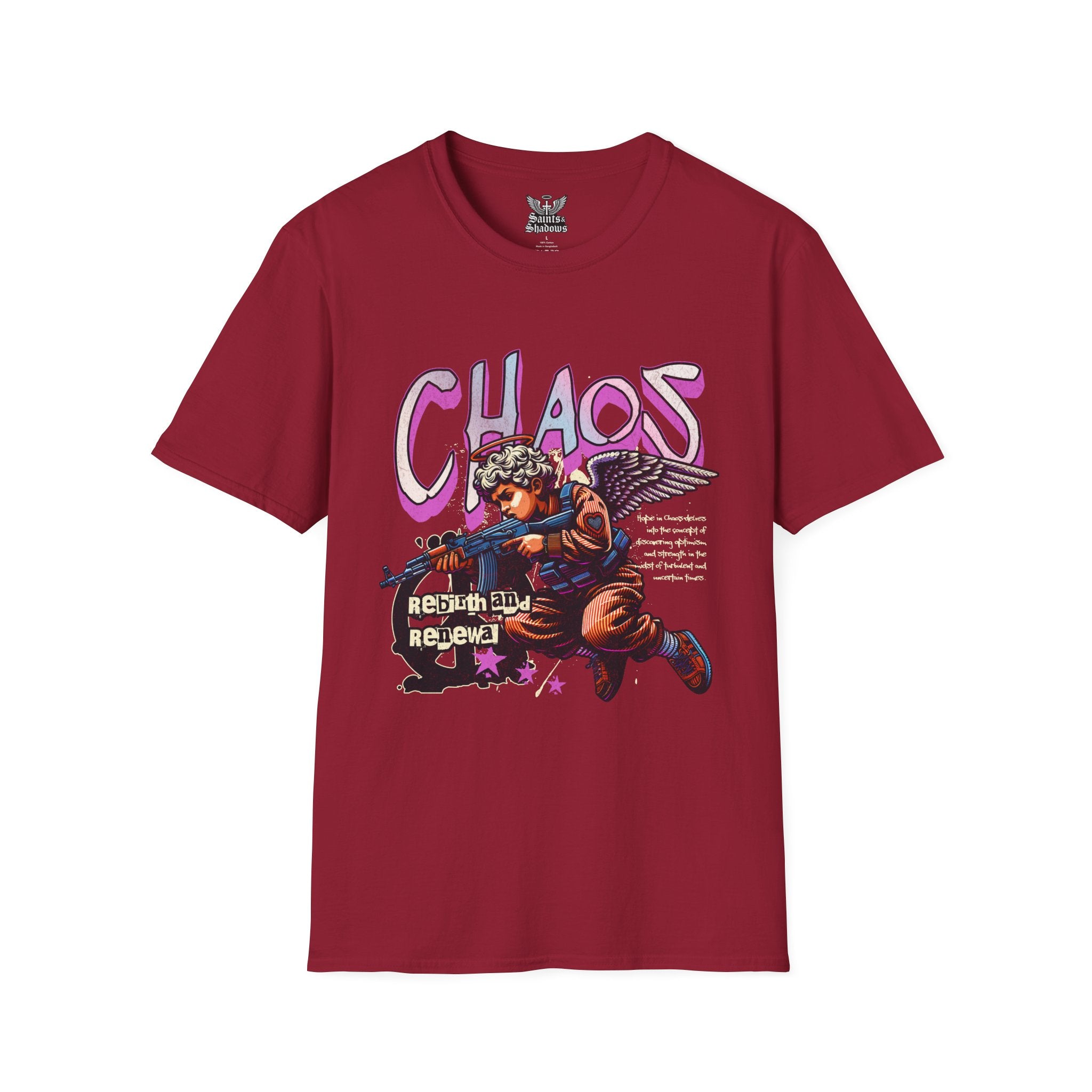 Saints and Shadows - Chaos, Angelic Artwork Unisex Softstyle T-Shirt, Casual Wear