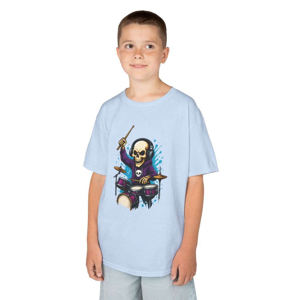 Bone Jams MC Bonez Kids Tee | Drummer Edition | Halloween Costume, Birthday Gift & Drop Dead Beats Apparel