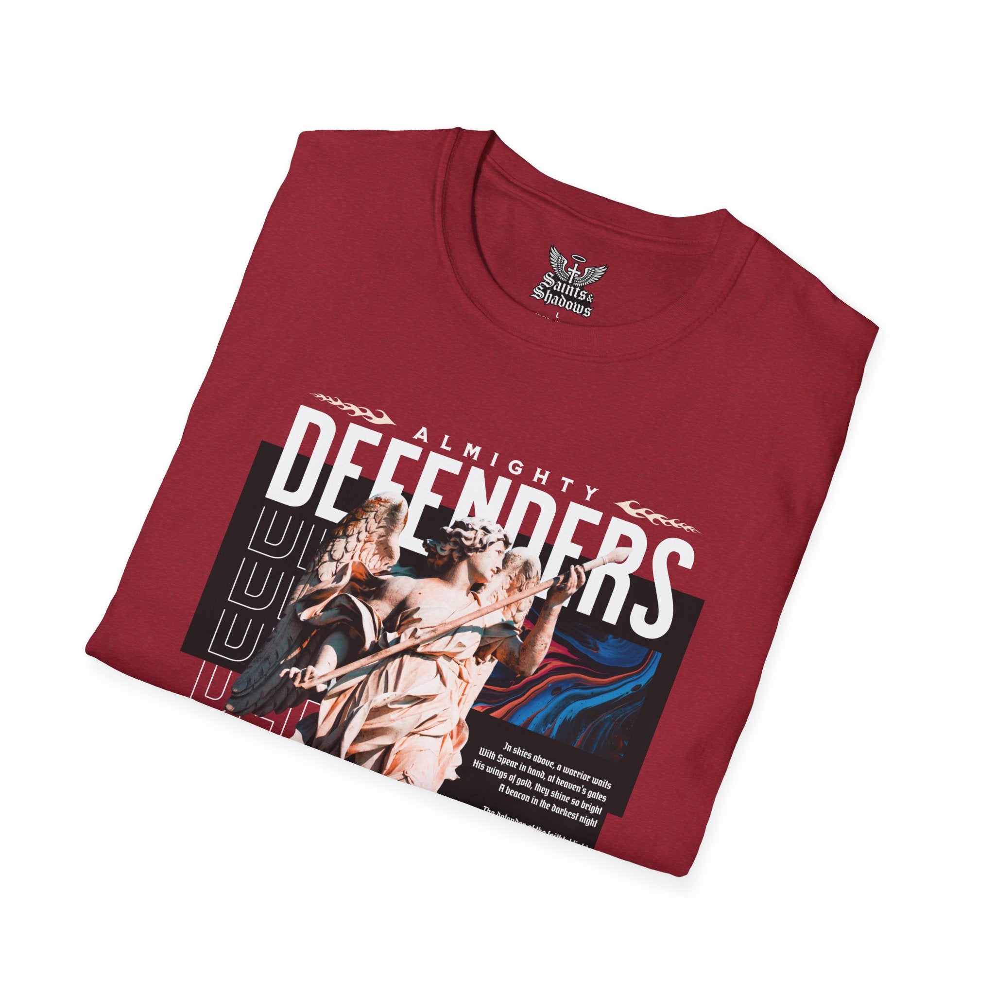 Saints and Shadows - Almighty Defenders, Angelic Artwork Unisex Softstyle T-Shirt, Casual Wear