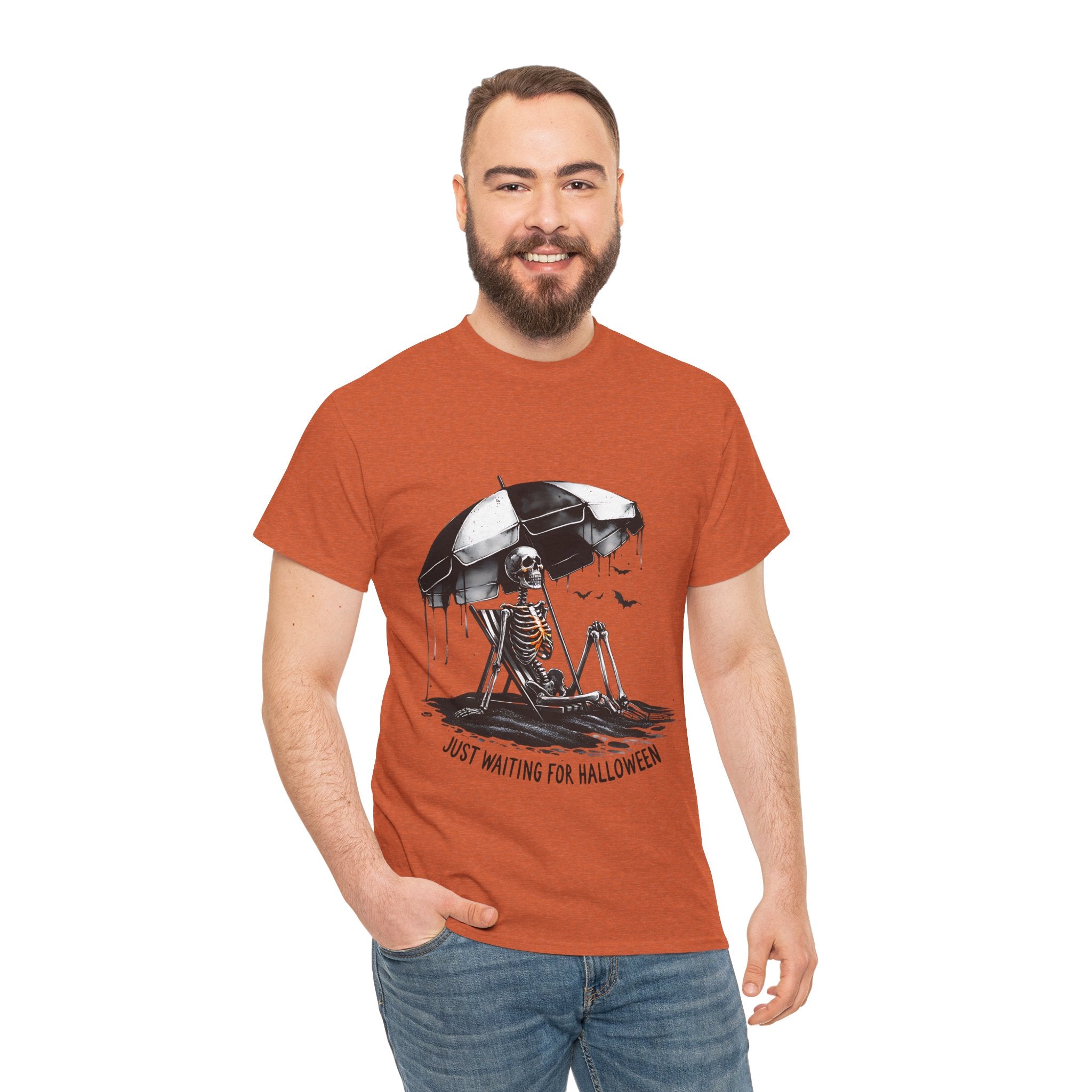 Just Waiting for Halloween, Heavy, Unisex Graphic Shirt, Birthday Gift, Casual Wear, Vintage Style, Floral Design T-shirt