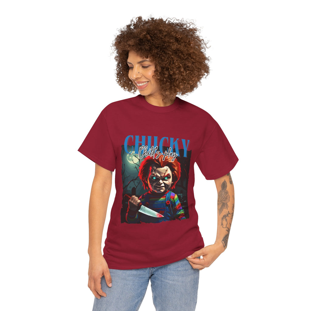 Chucky Horror Graphic Tee, Unisex Cotton Shirt, Halloween Costume, Horror Movie Gift, Spooky T-Shirt, Horror Fan Apparel