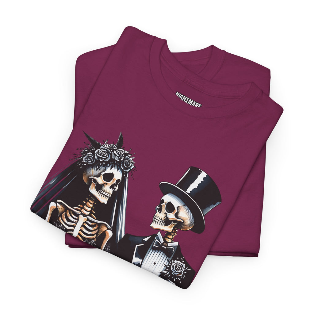 Skeleton Bride and Groom Wedding. Til Death, Tee - Horror Graphic Tee, Unisex Cotton Shirt, Halloween Costume, Horror Movie Gift, Spooky T-Shirt, Horror Fan Apparel