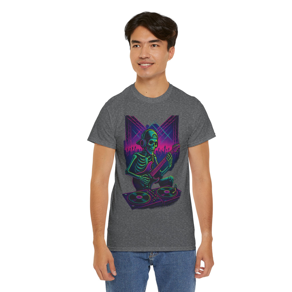 Bone Jams Rockin’ Skeleton, Tee | Loud Enough to Wake the Dead | Unisex Cotton Shirt for Music Lovers, Concerts, Halloween, Gifts