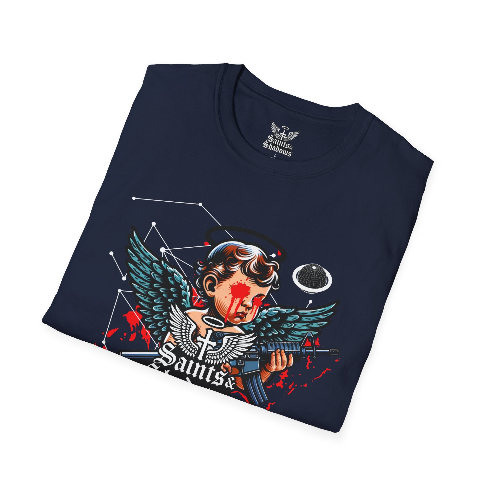 Saints and Shadows - Rebirth, Angelic Artwork Unisex Softstyle T-Shirt, Casual Wear