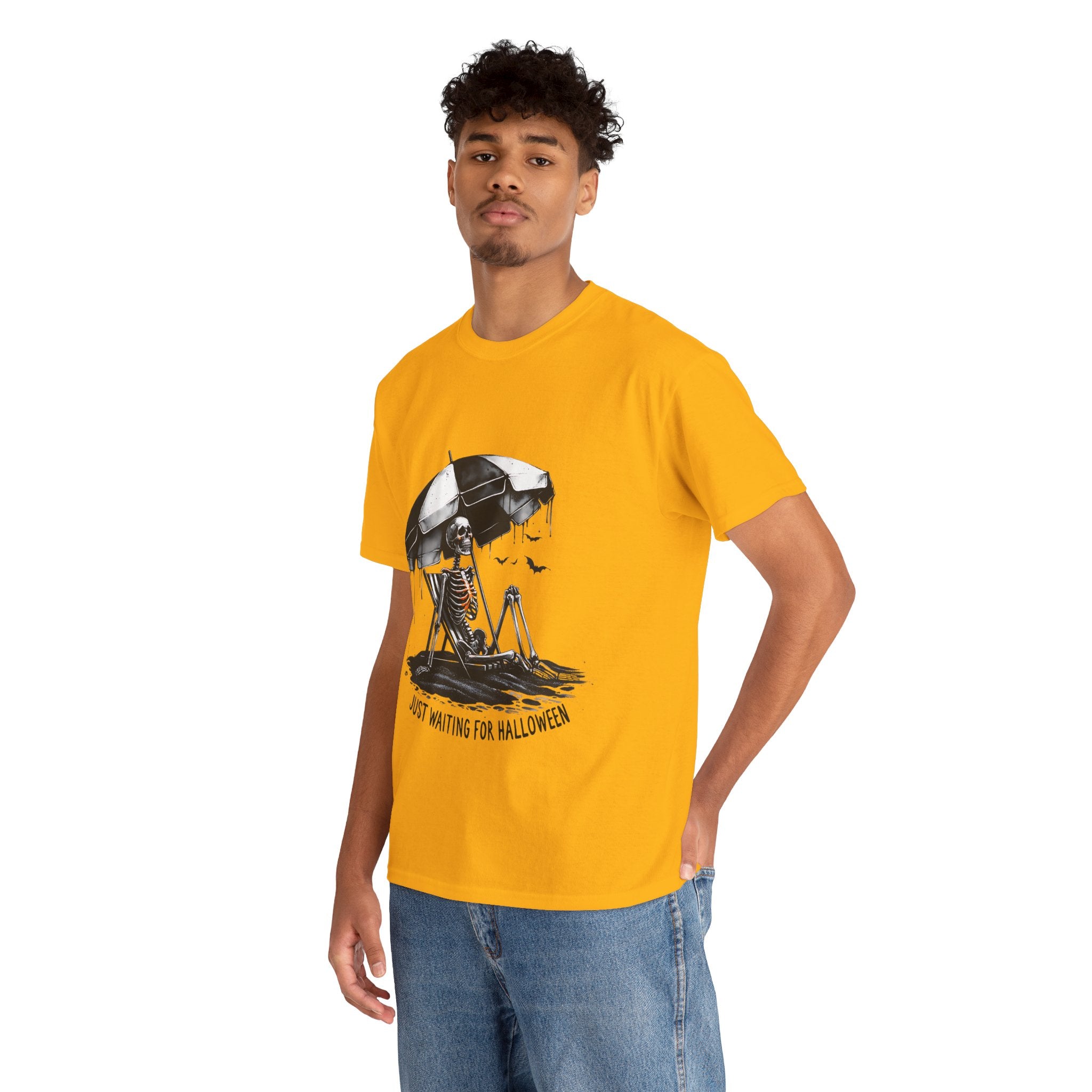 Just Waiting for Halloween, Heavy, Unisex Graphic Shirt, Birthday Gift, Casual Wear, Vintage Style, Floral Design T-shirt