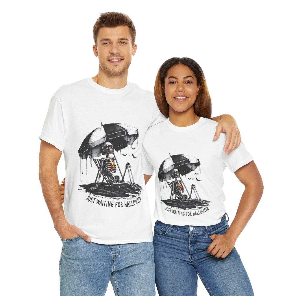 Just Waiting for Halloween, Heavy, Unisex Graphic Shirt, Birthday Gift, Casual Wear, Vintage Style, Floral Design T-shirt