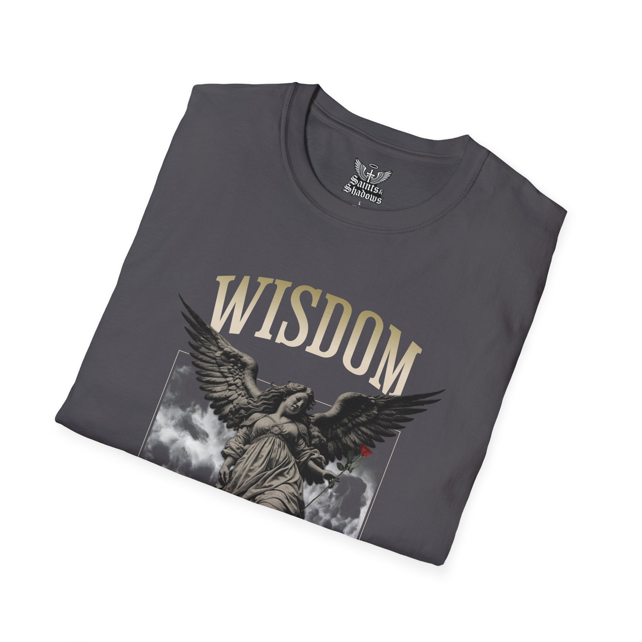 Saints and Shadows - Wisdom, Angelic Artwork Unisex Softstyle T-Shirt, Casual Wear