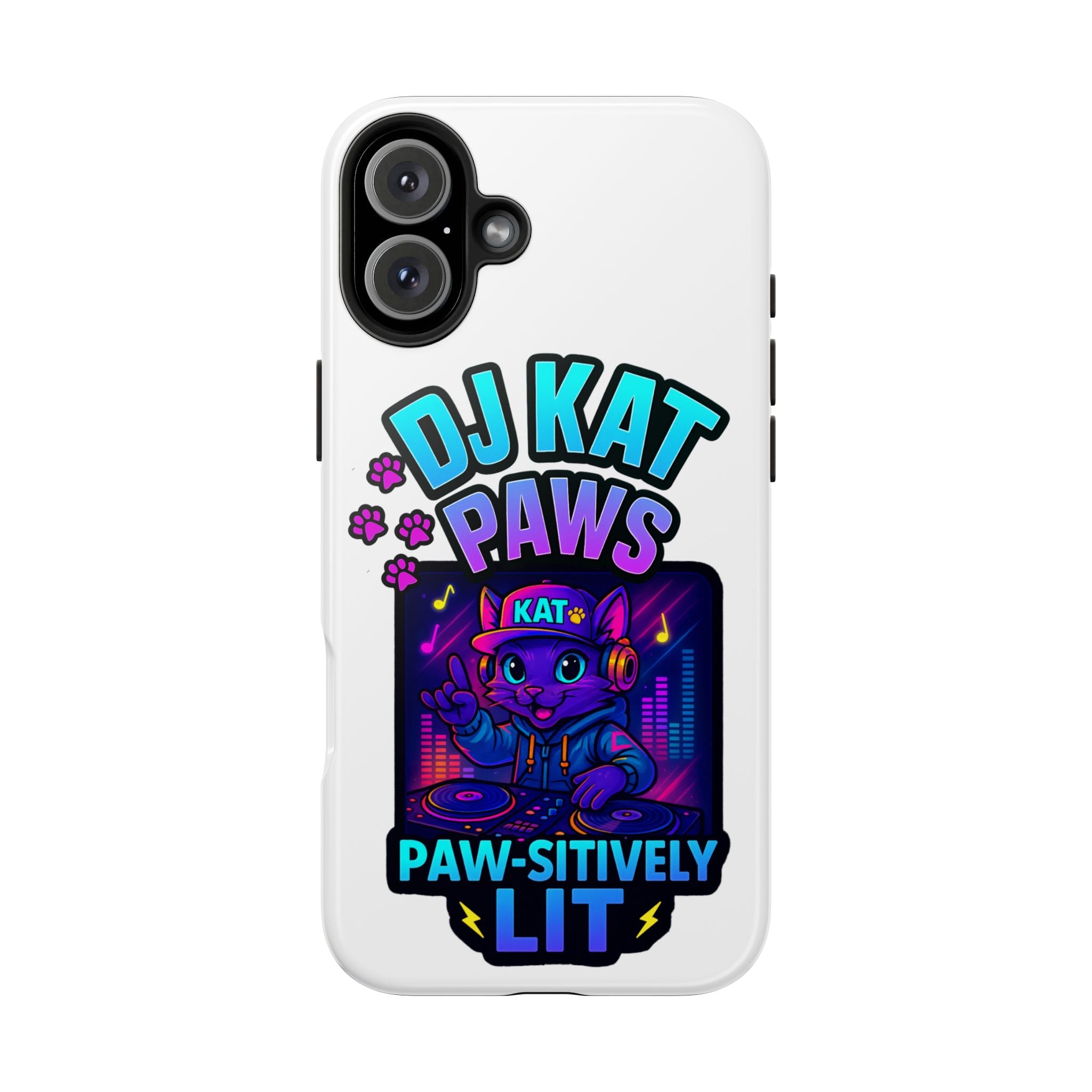 DJ KAT PAWS - Paw-sitively LIT | Tough Phone Cases - Unique Gift for Cat Lovers, Funny Phone Accessory, Music Lover's Case, Pet Owner Present
