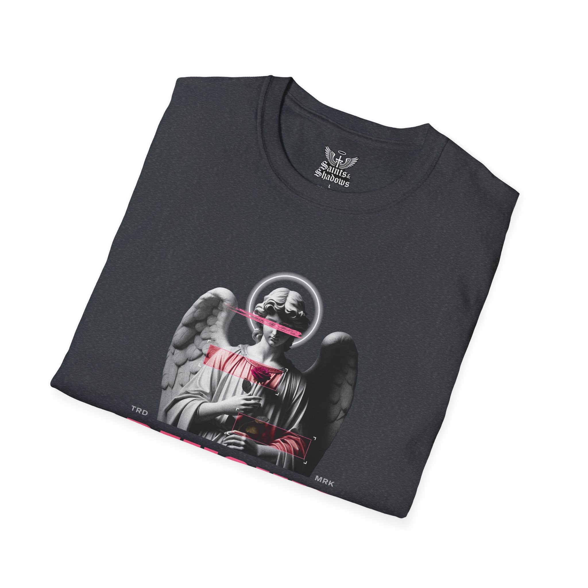 Saints and Shadows - Pensive, Angelic Artwork Unisex Softstyle T-Shirt, Casual Wear