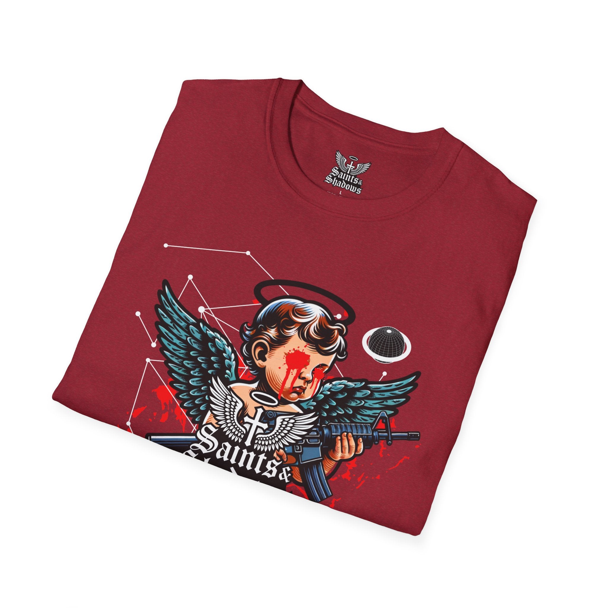 Saints and Shadows - Rebirth, Angelic Artwork Unisex Softstyle T-Shirt, Casual Wear