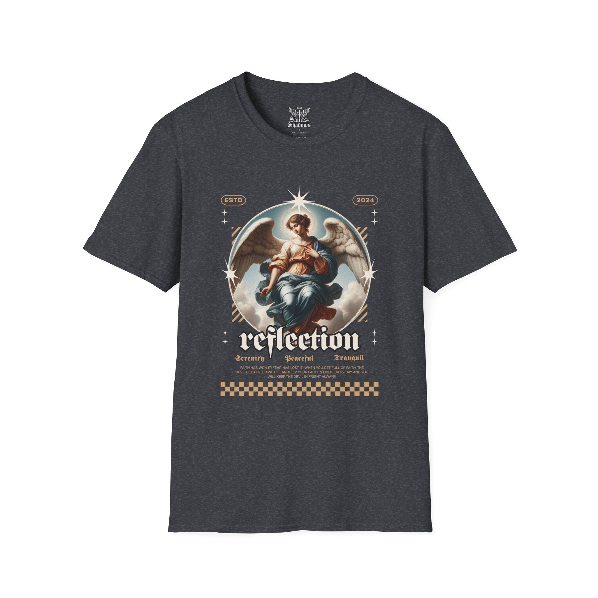 Saints and Shadows - Reflection, Angelic Artwork Unisex Softstyle T-Shirt, Casual Wear