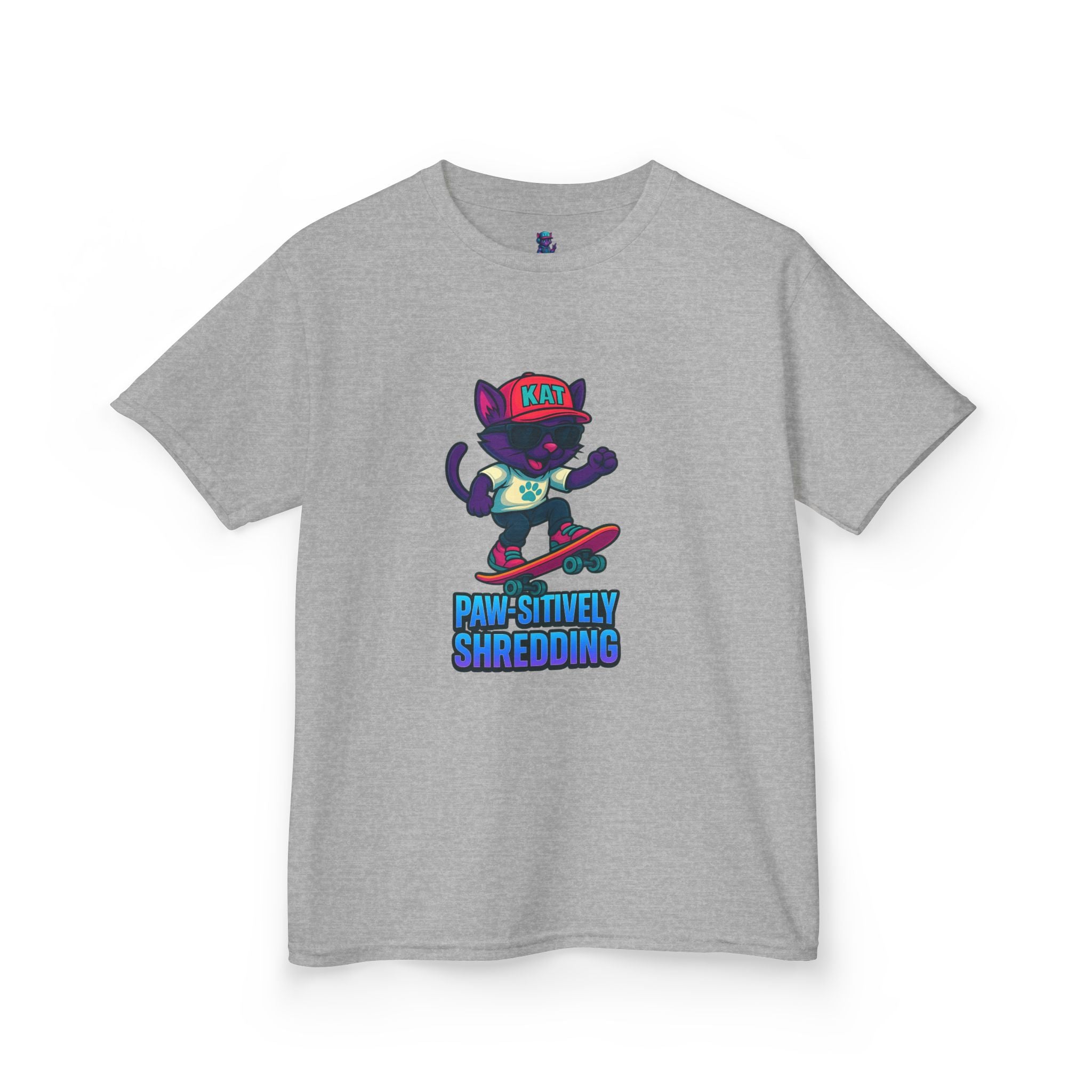 DJ KAT PAWS - Fun Skater Cat Design, Youth Summer T-Shirt, Cool Kids Apparel, Birthday Gift, Trendy Casual Wear
