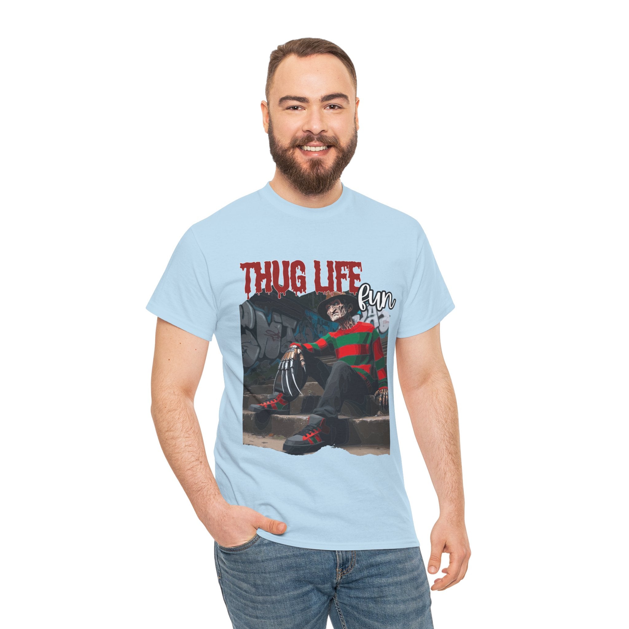 Freddie Kruger, Thug Life Tee - Horror Graphic Tee, Unisex Cotton Shirt, Halloween Costume, Horror Movie Gift